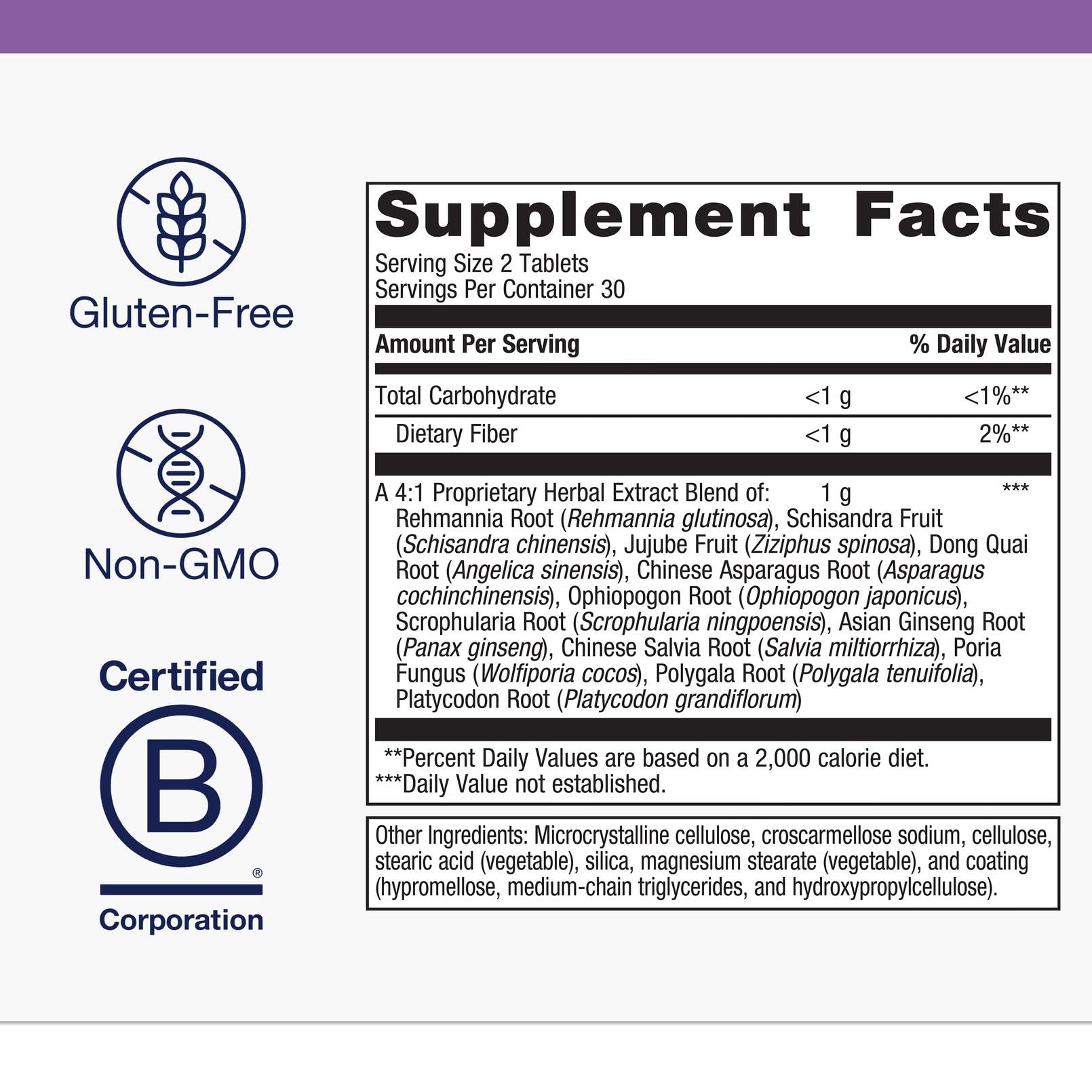 Metagenics Comprehensive Stress Support Capsules back view
