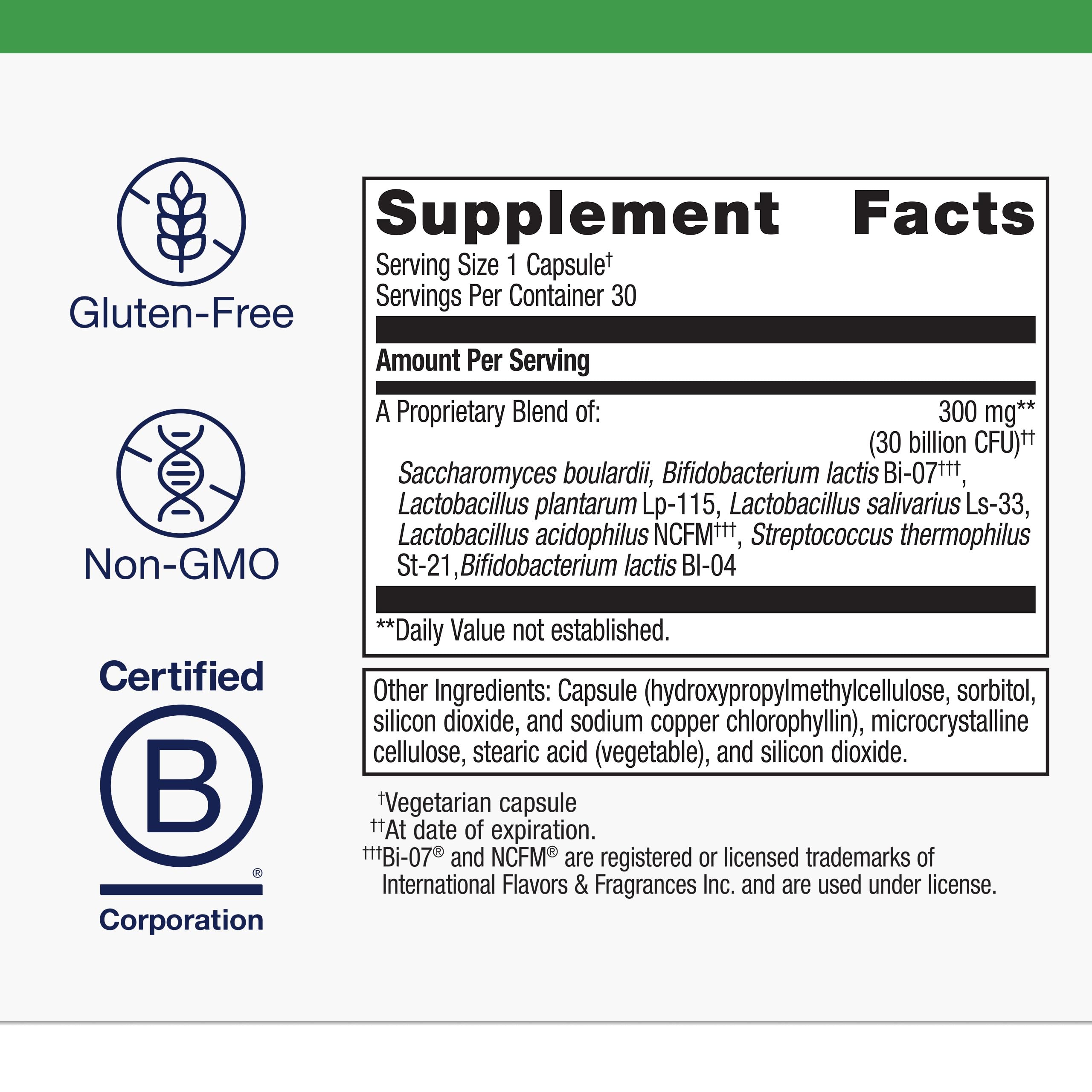 Metagenics Daily Spectrum Probiotic ingredients list