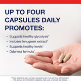 Metagenics Fenugreek Plus Capsules side view showing dosage