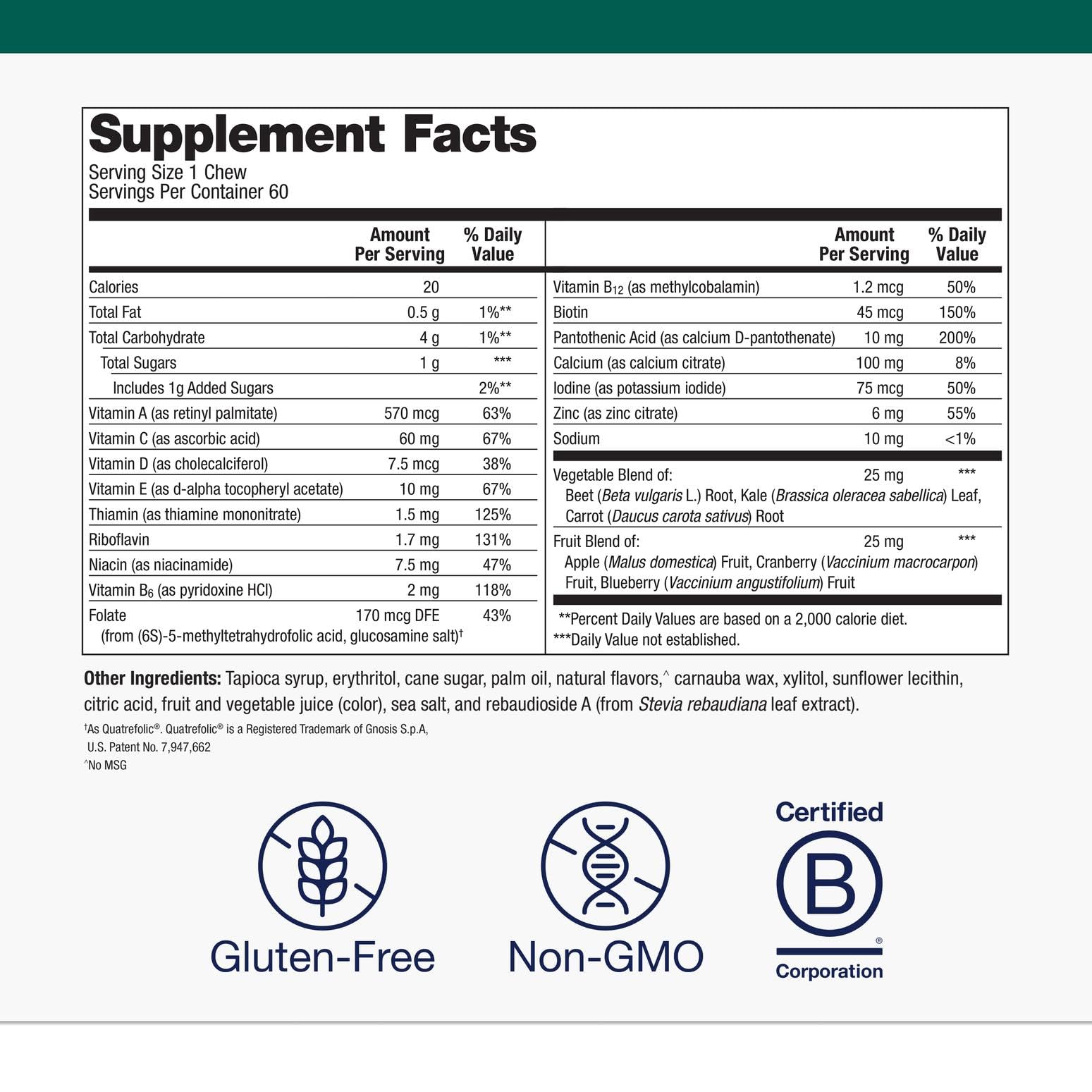 Metagenics Kids Multivitamin Soft Chews side view of packaging
