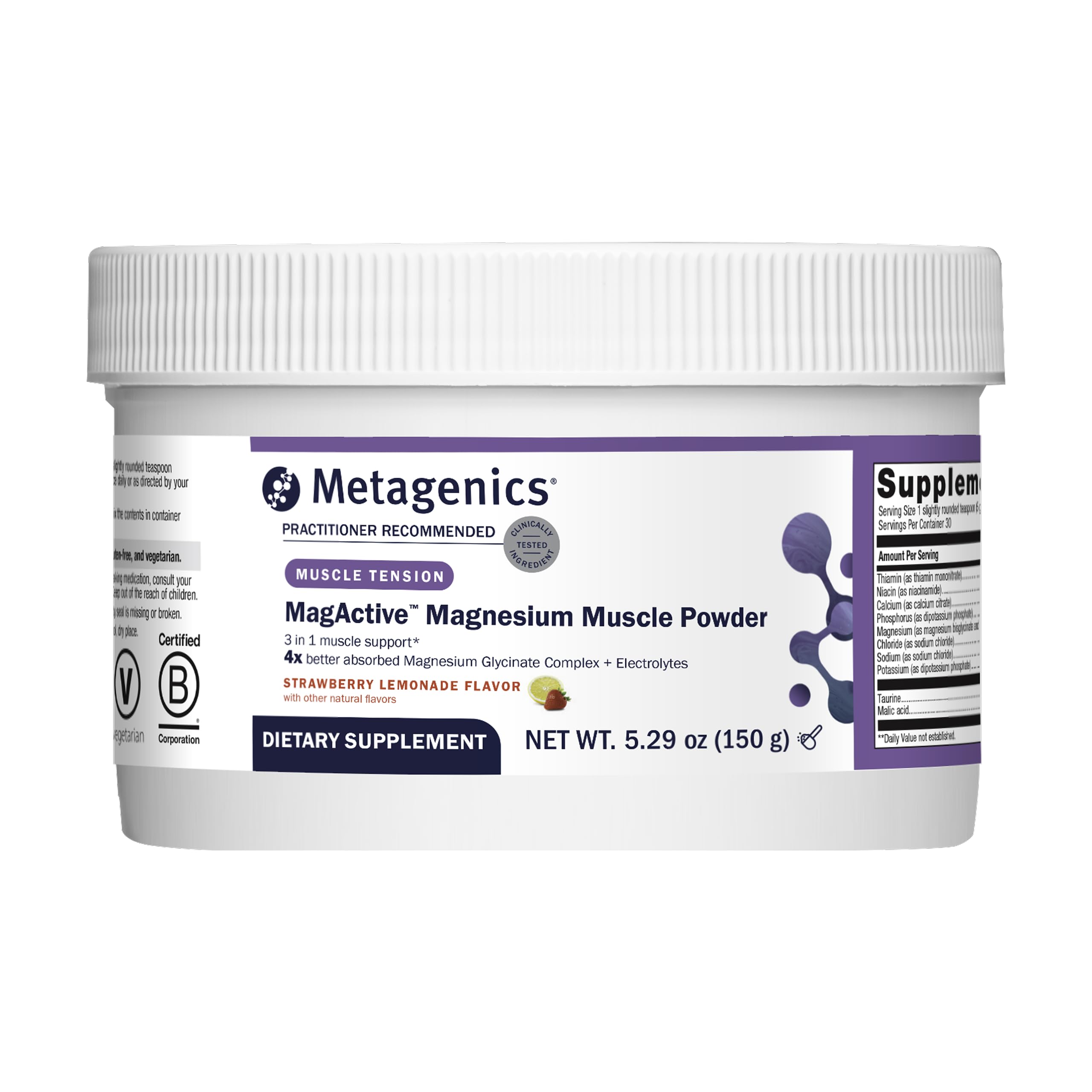 Metagenics Magnesium Muscle Powder 222g front view
