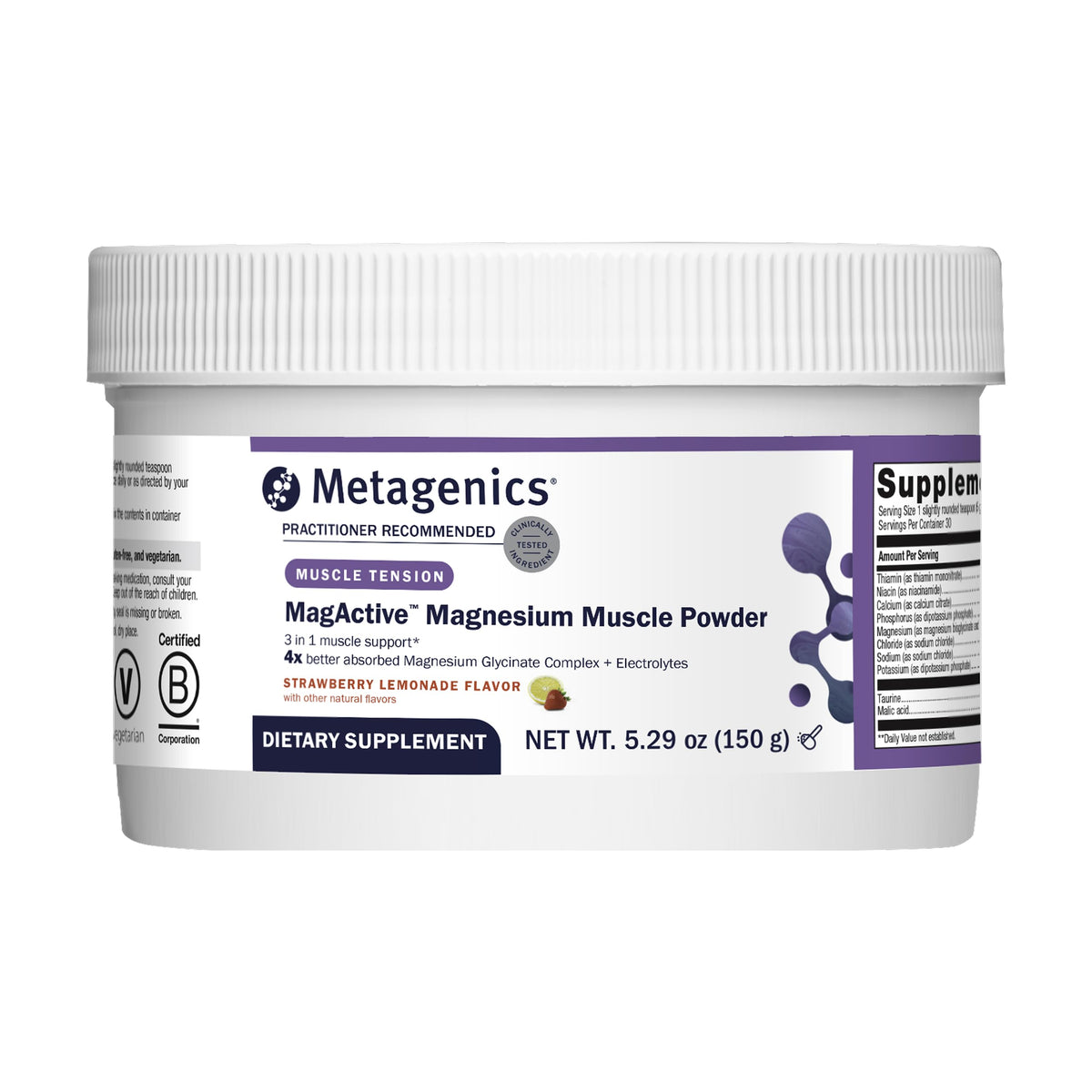 Metagenics Magnesium Muscle Powder 222g front view