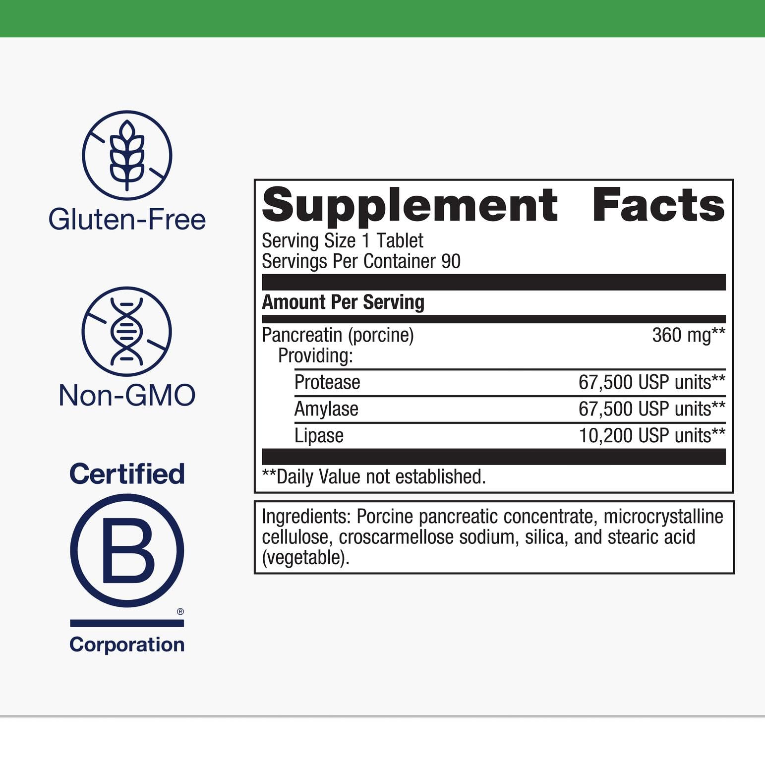 Metagenics Multi-Enzymes 136g nutrition label
