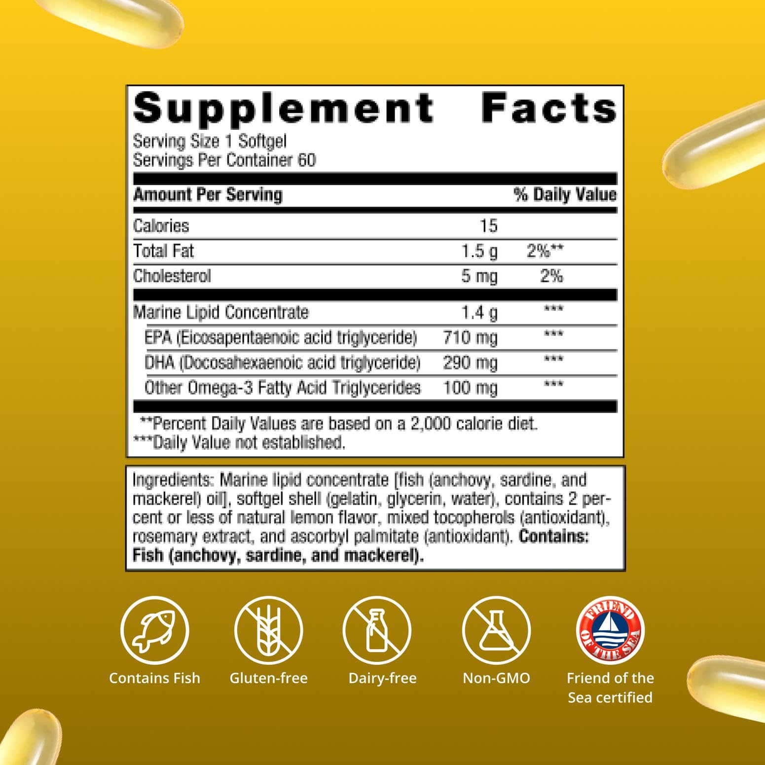 Metagenics Omega-3 EPA DHA 1000mg Softgels with natural lemon flavour