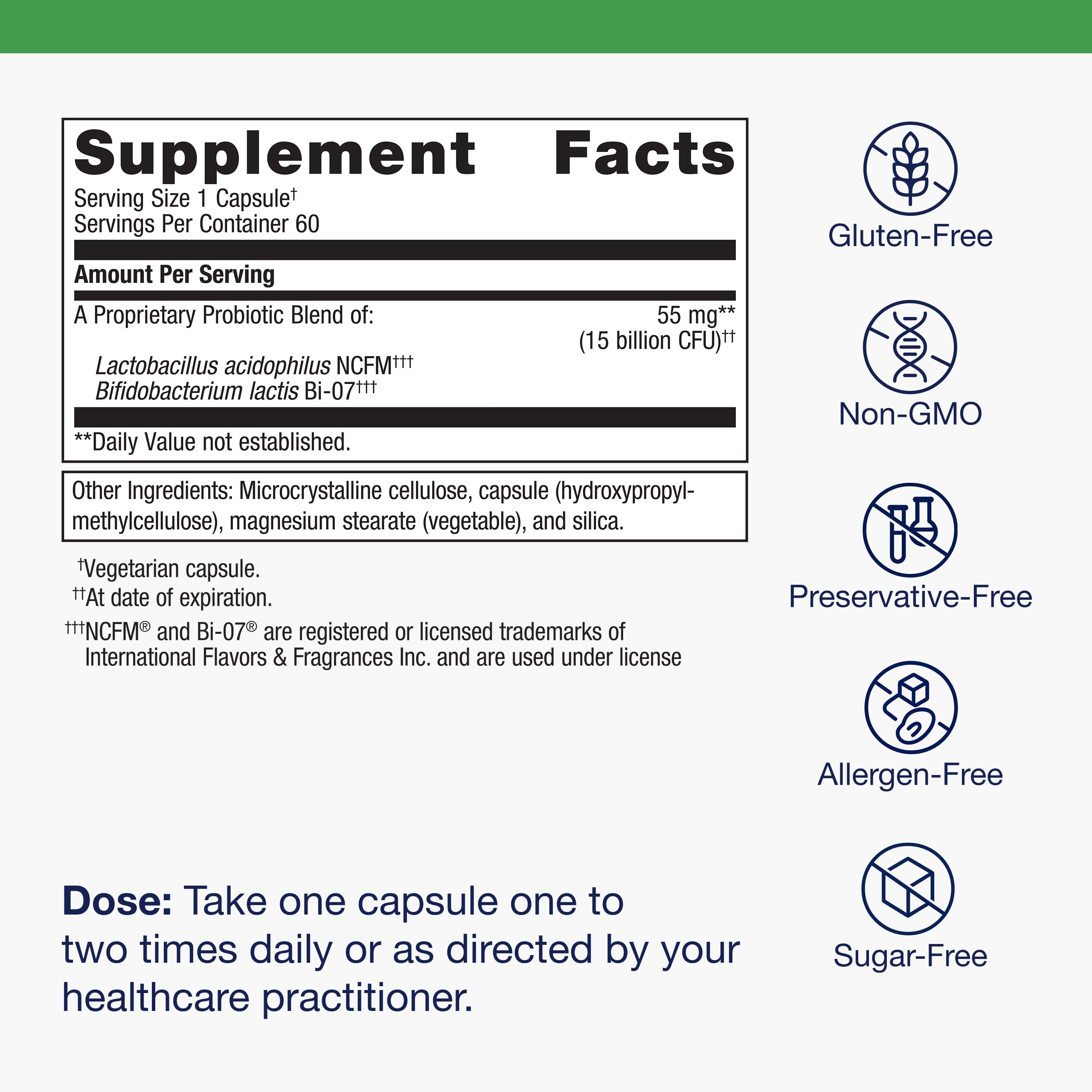 Metagenics Probiotic Daily Support label details
