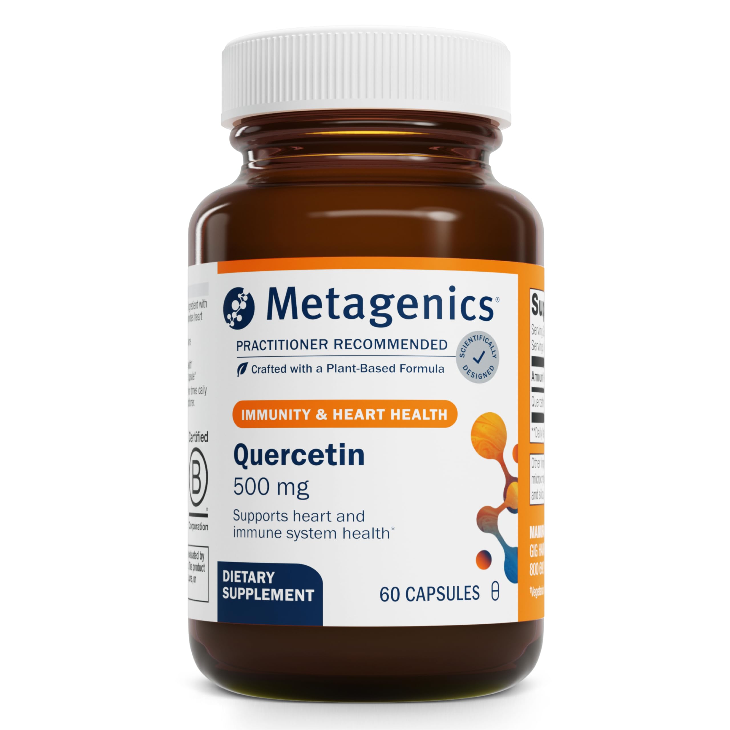 Metagenics Quercetin 500mg Capsules front view with packaging