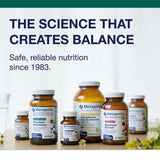 Metagenics supplement capsules in a clear glass
