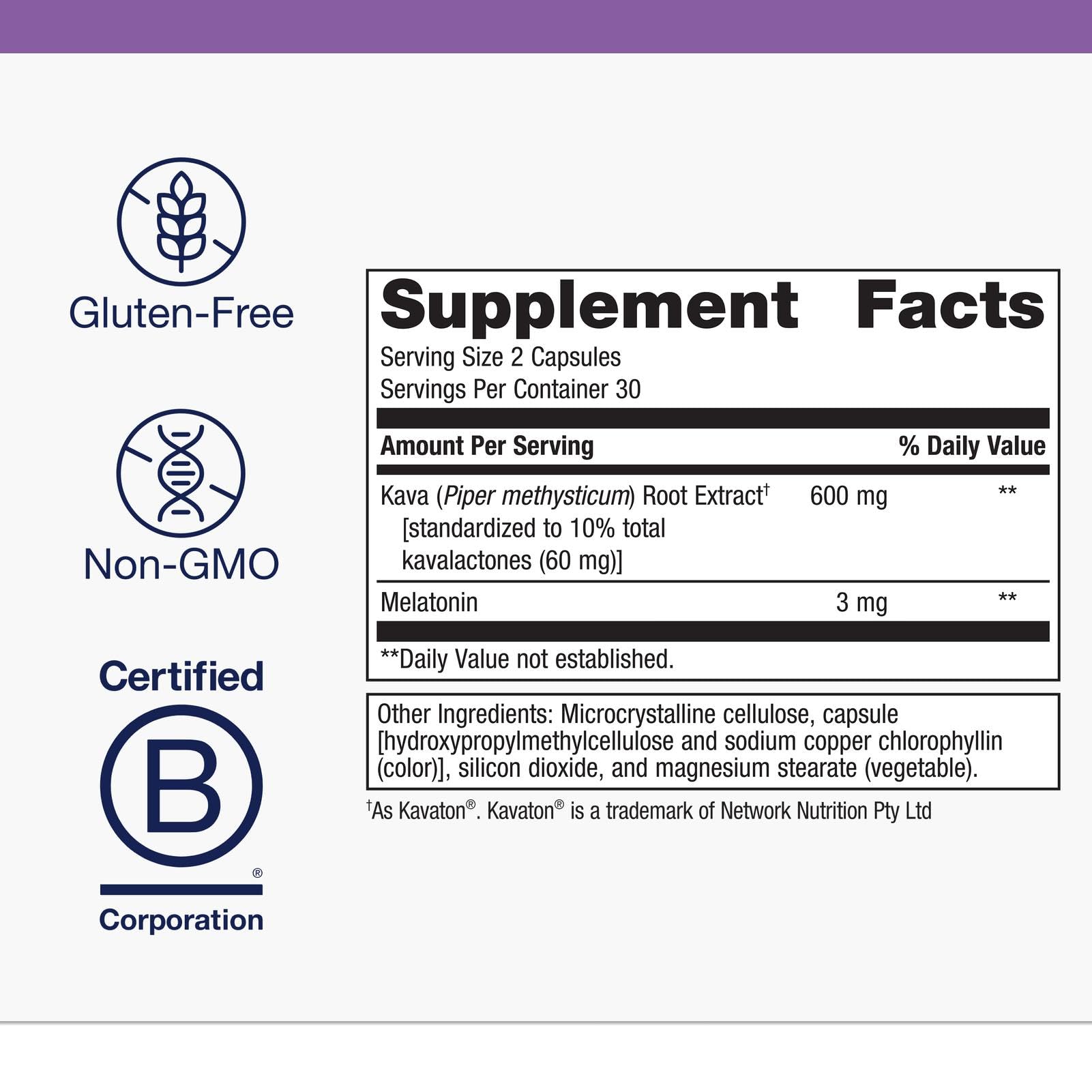 Metagenics Supplement ingredients list on packaging