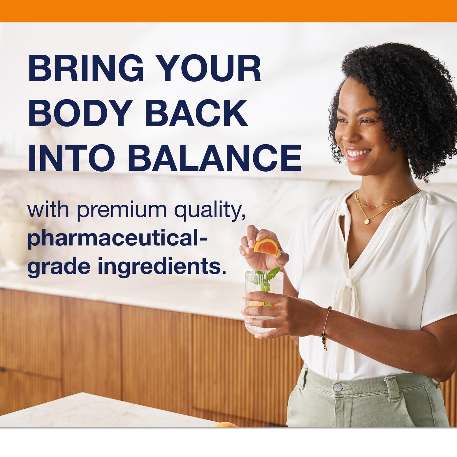 Metagenics Ultra Potent-C® 1000mg Vitamin C Tablets on a wooden table