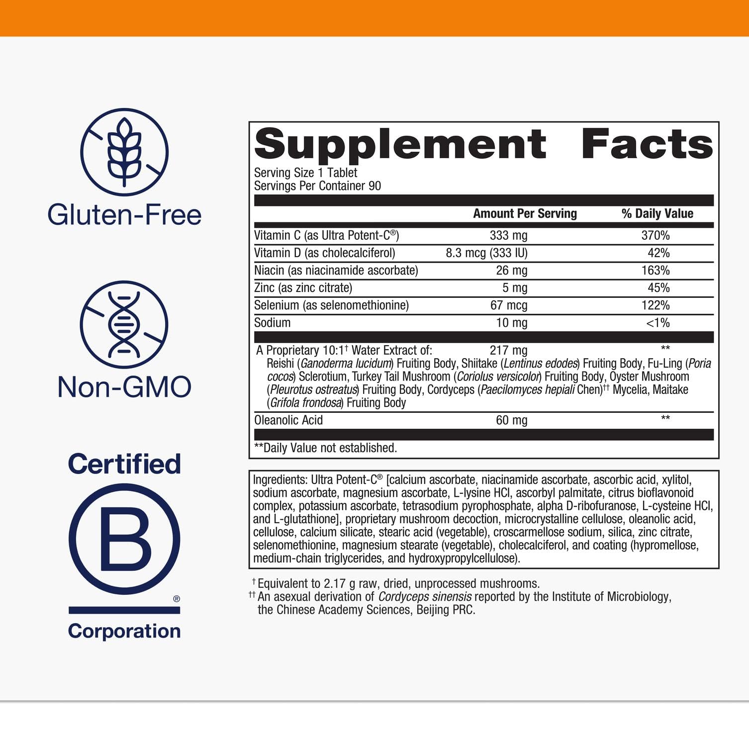 Metagenics Ultra Potent-C® supplement capsules on a wooden table