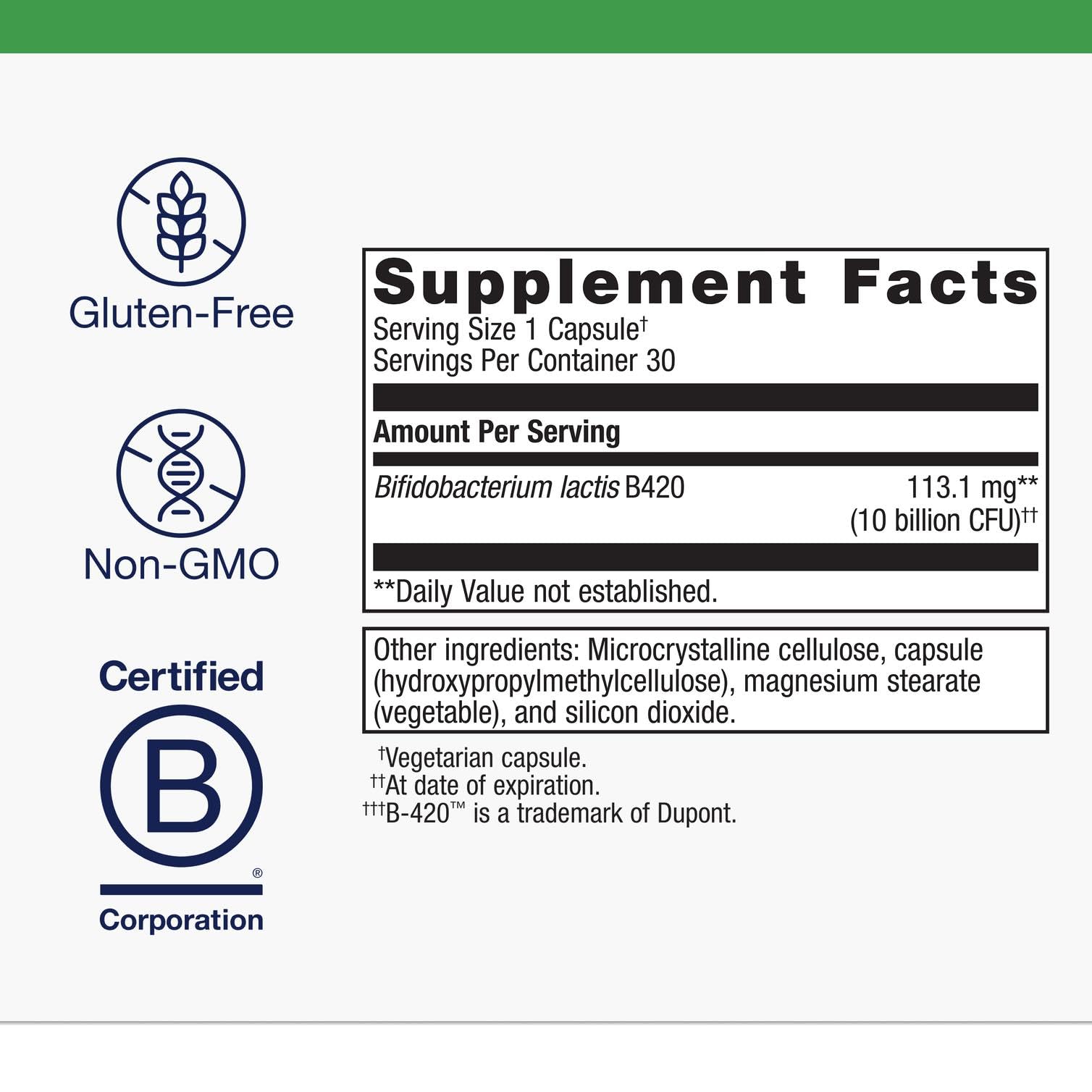 Metagenics UltraFlora Control Probiotic Capsules ingredients list