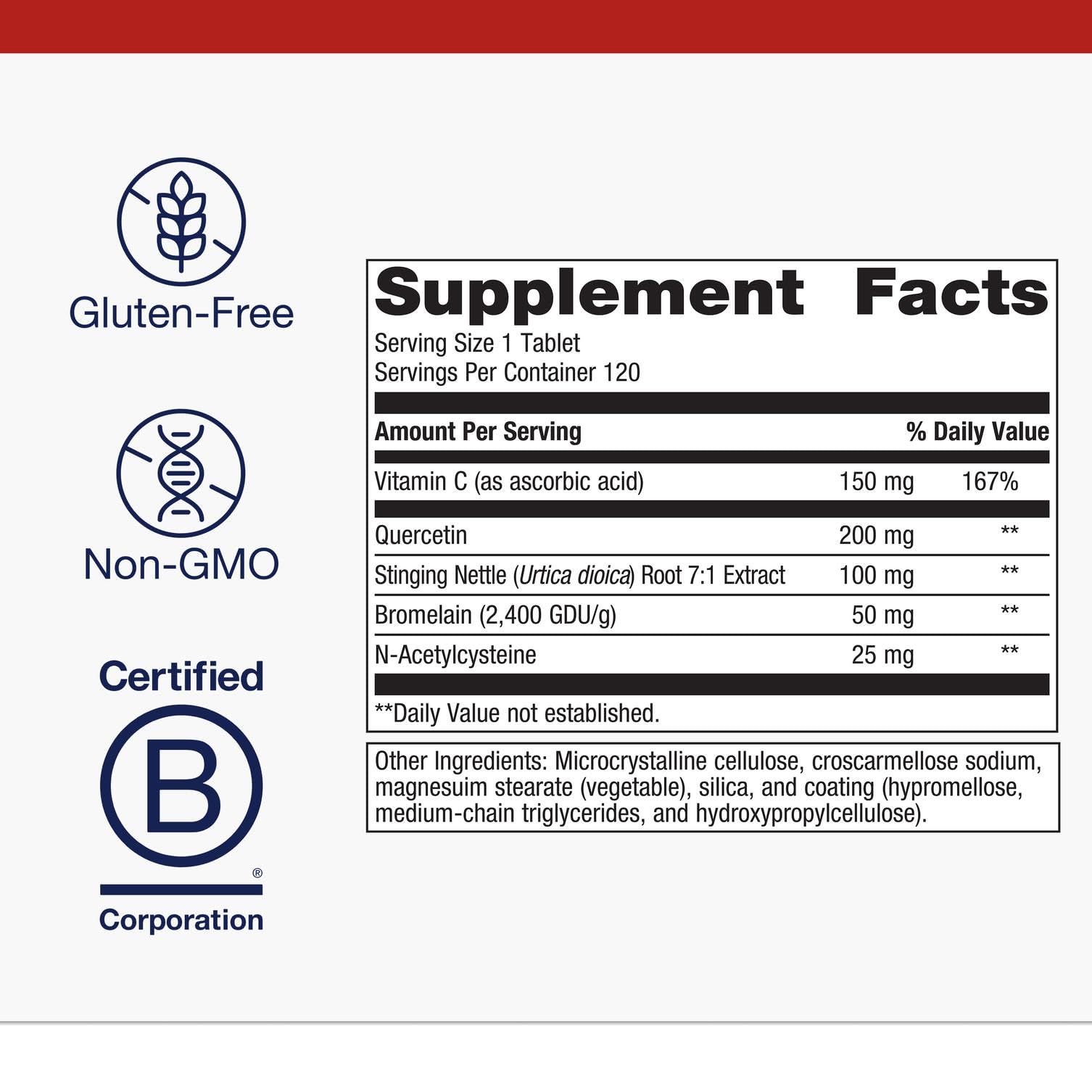 Metagenics Vitamin C Quercetin Supplement packaging details