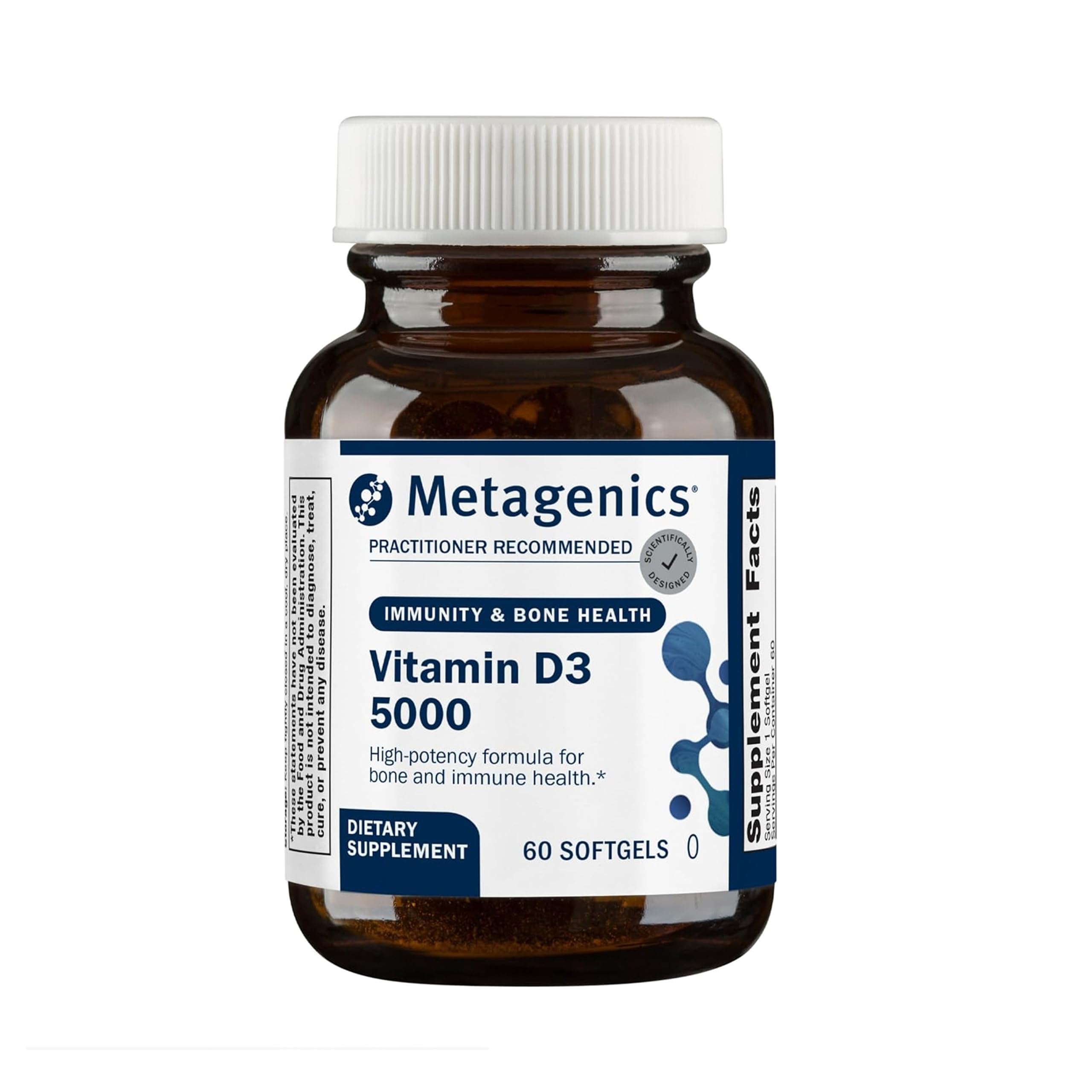 Metagenics Vitamin D3 5000 IU softgels front view