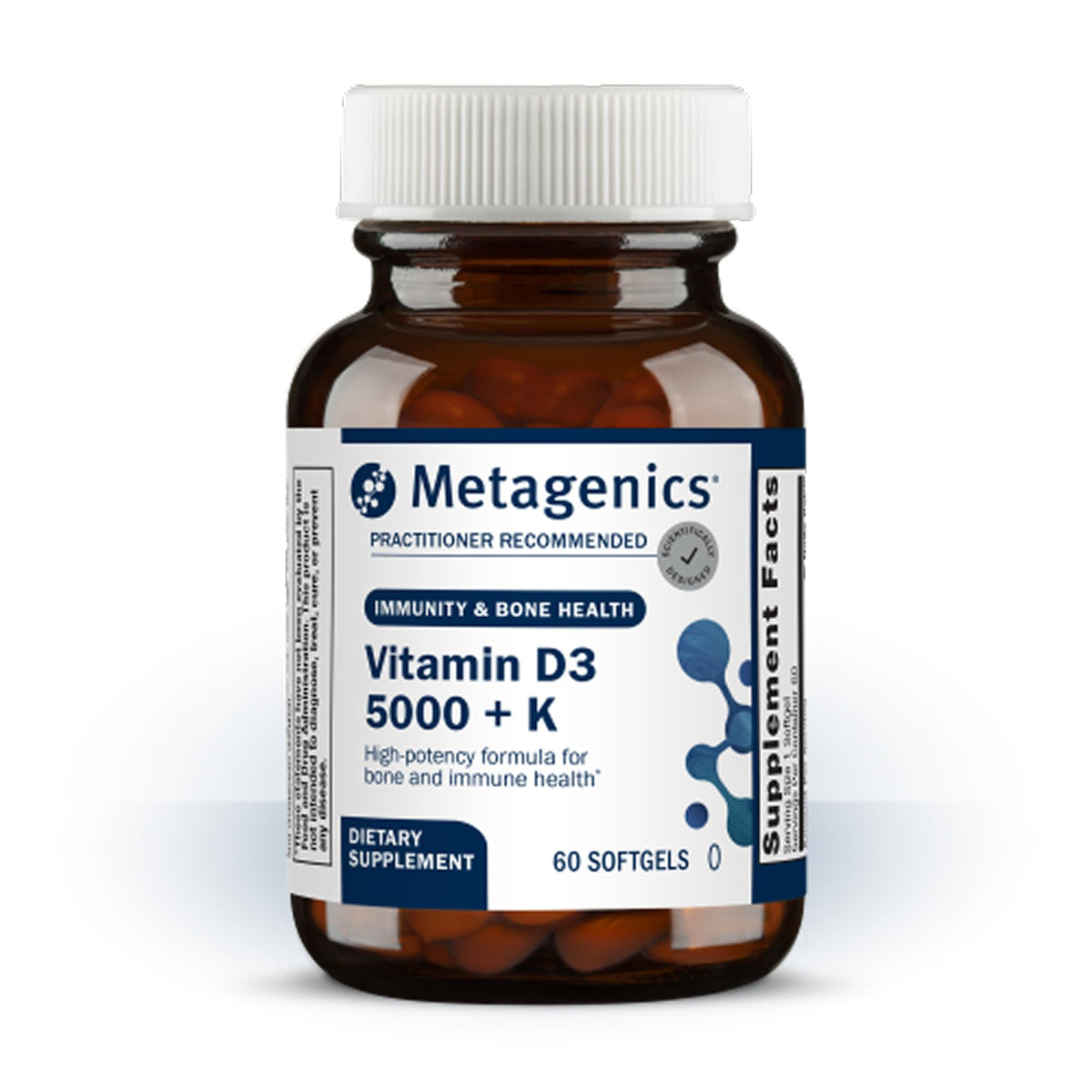 Metagenics Vitamin D3 & K2 5000 IU Softgels bottle front view