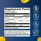 Metagenics Vitamin D3 & K2 5000 IU Softgels on a table