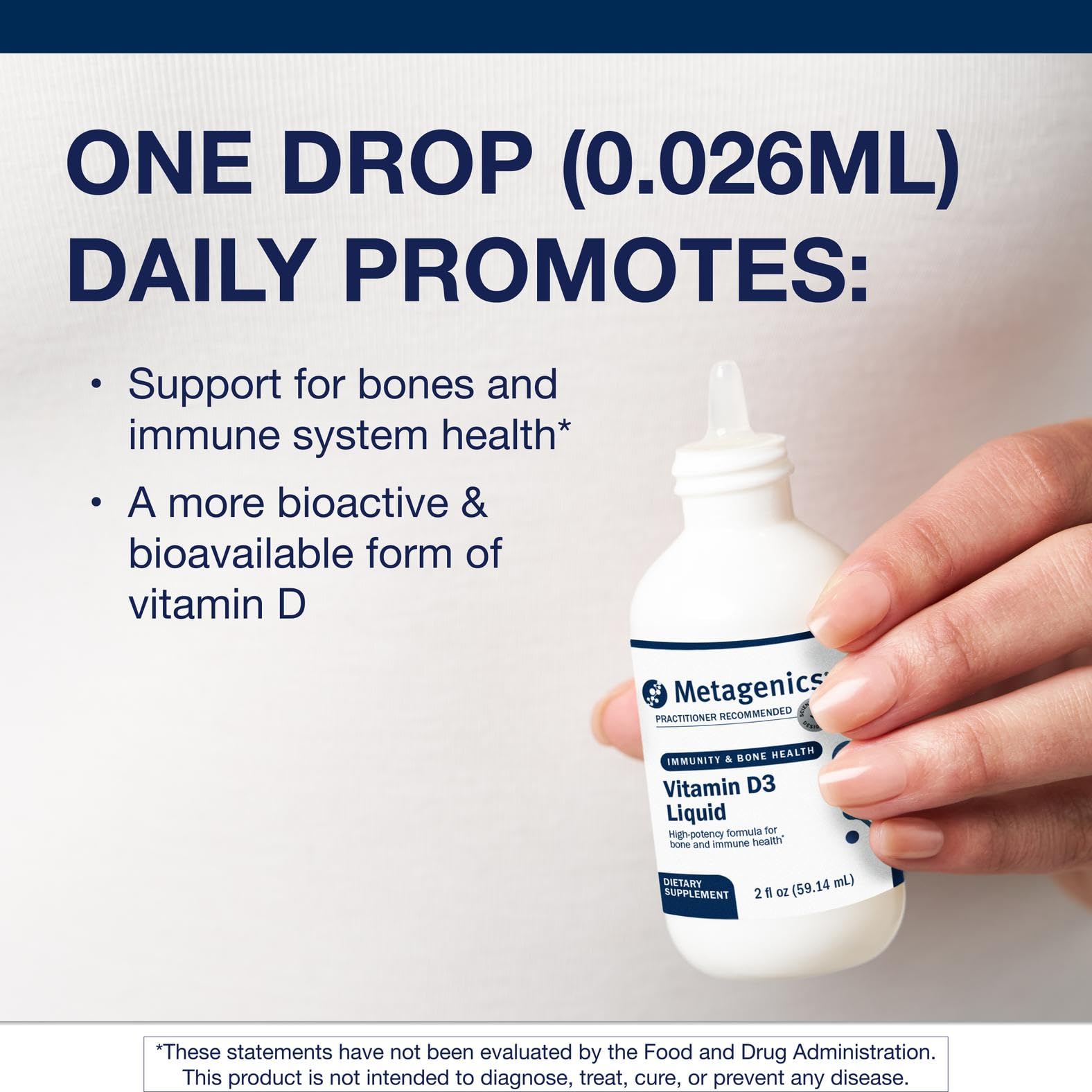 Metagenics Vitamin D3 Liquid Supplement bottle back view