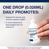 Metagenics Vitamin D3 Liquid Supplement bottle back view