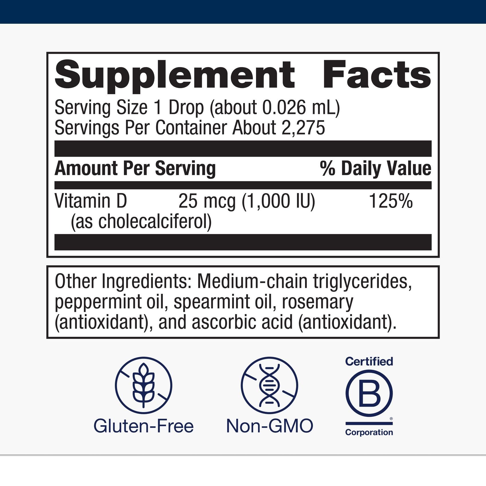 Metagenics Vitamin D3 Liquid Supplement with measuring dropper