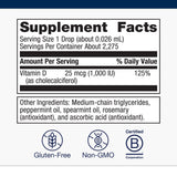 Metagenics Vitamin D3 Liquid Supplement with measuring dropper