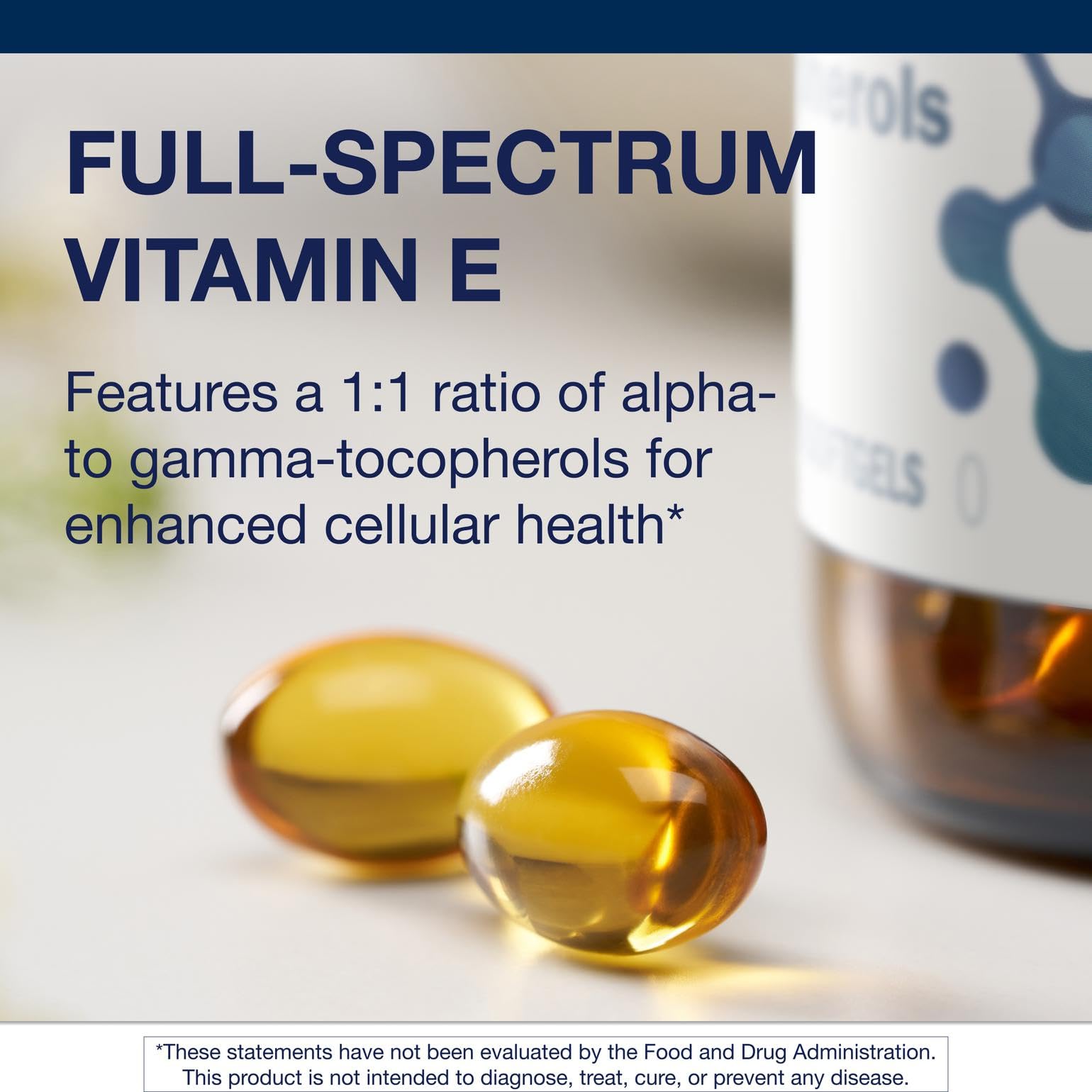 Metagenics Vitamin E Softgels back view with ingredient list
