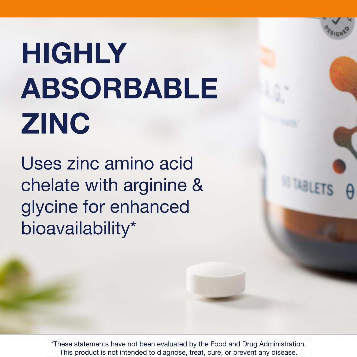 Metagenics Zinc Supplement 27g back view with ingredient list