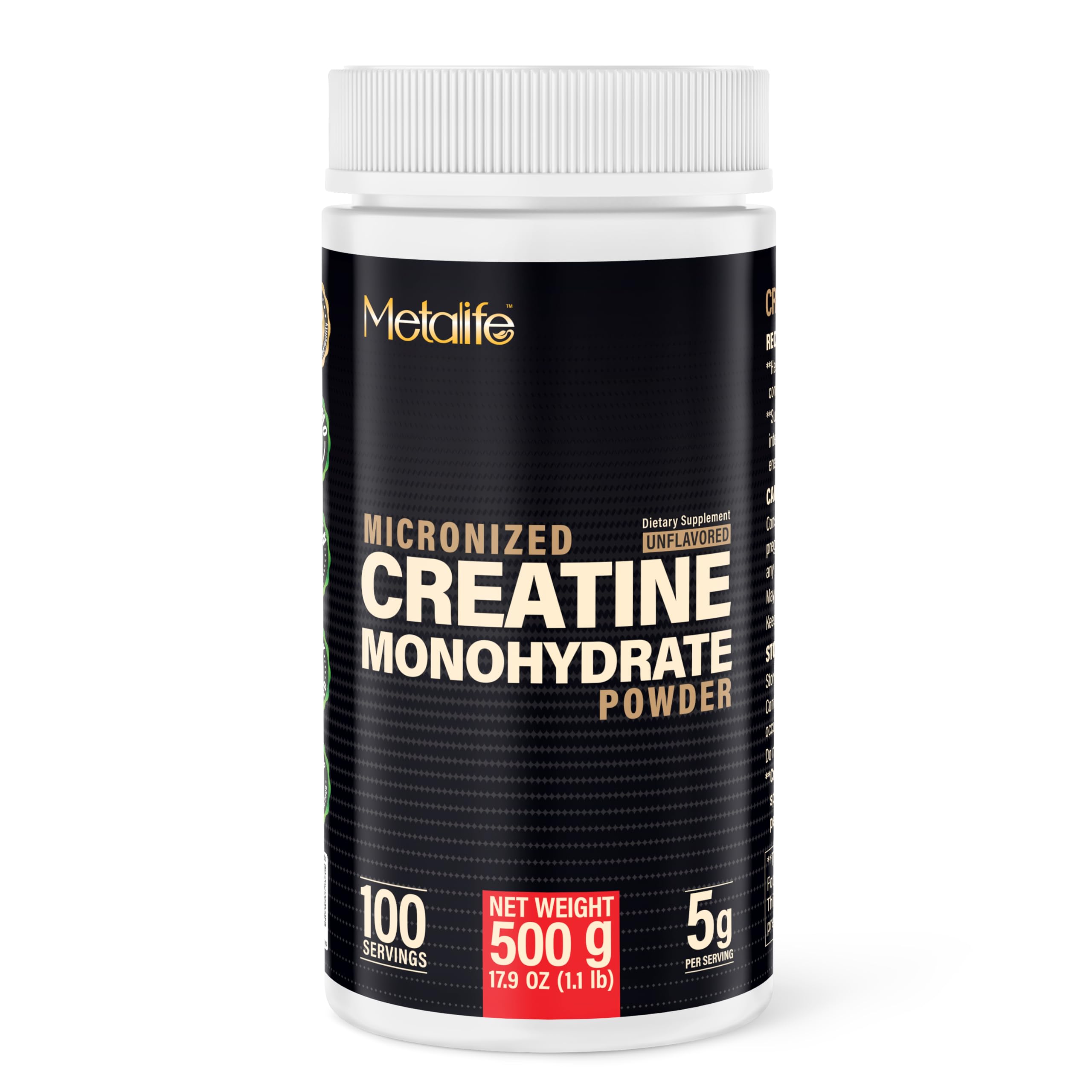 METALIFE Creatine Monohydrate 500g front view