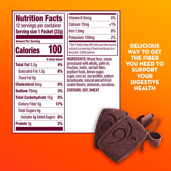 Metamucil Chocolate Fiber Thins on-the-go snack