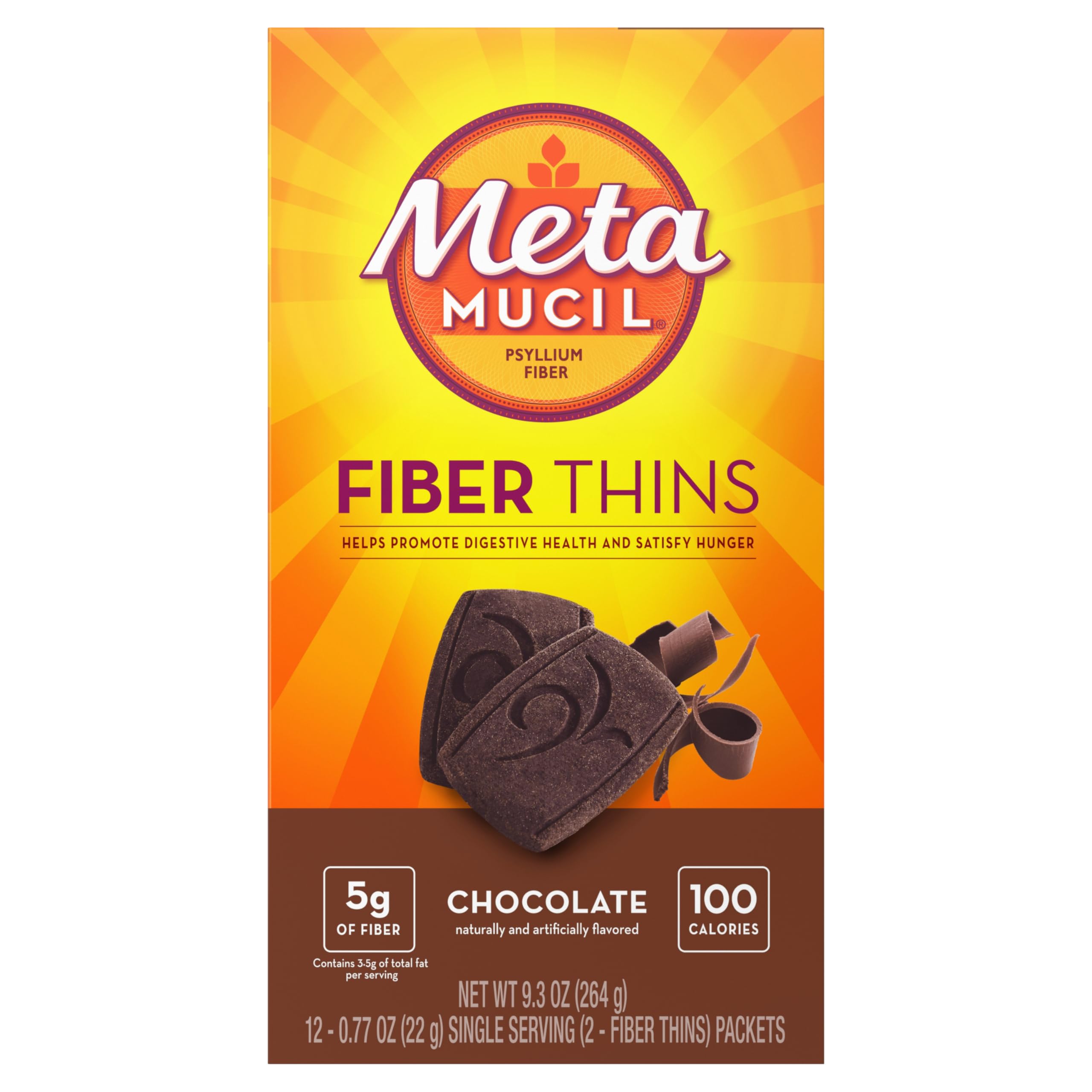 Metamucil Chocolate Fiber Thins with apple crisp flavour