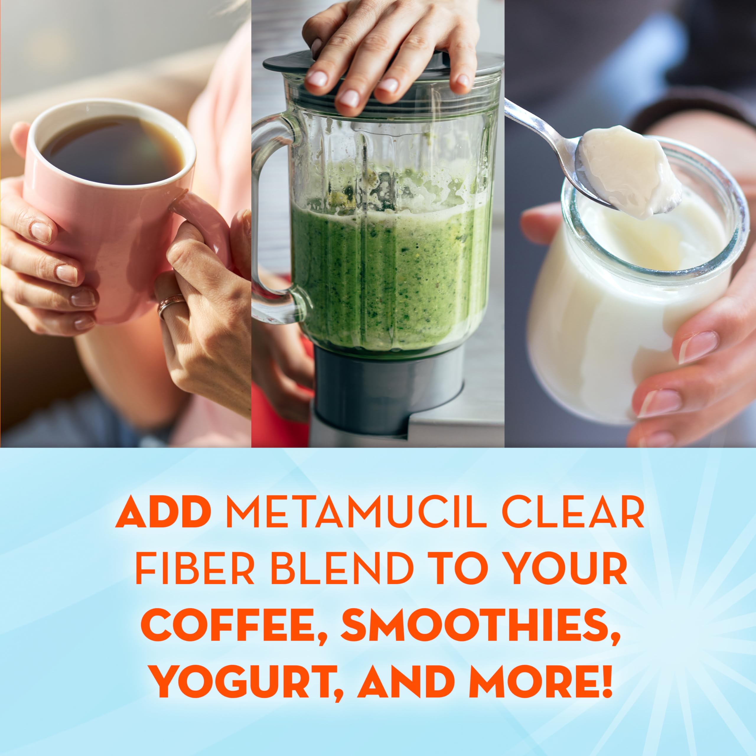Metamucil Clear Fiber Blend 409g close-up of powder