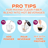 Metamucil Clear Fiber Blend 409g in a glass of juice