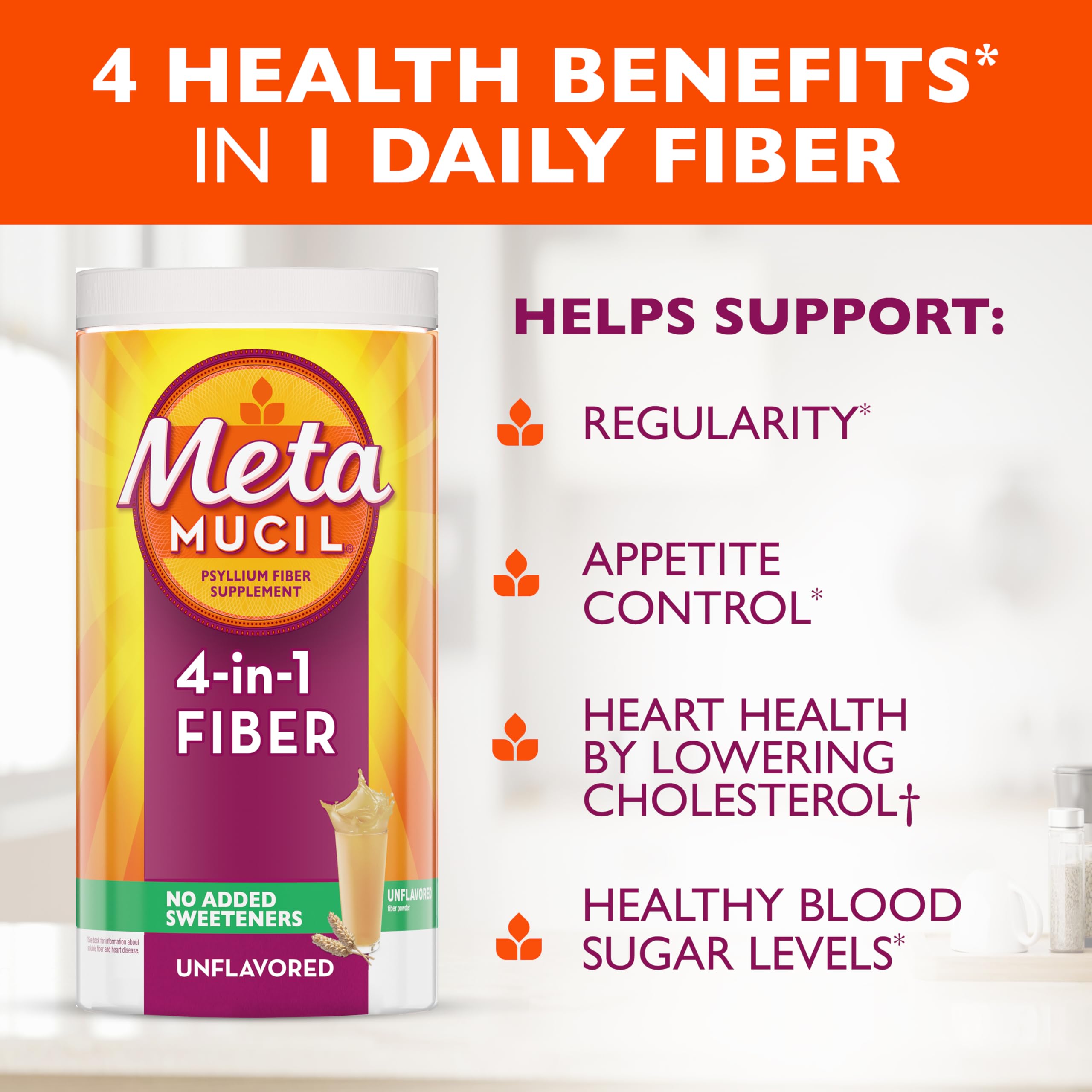 Metamucil Daily Psyllium Fiber Powder 762g back view