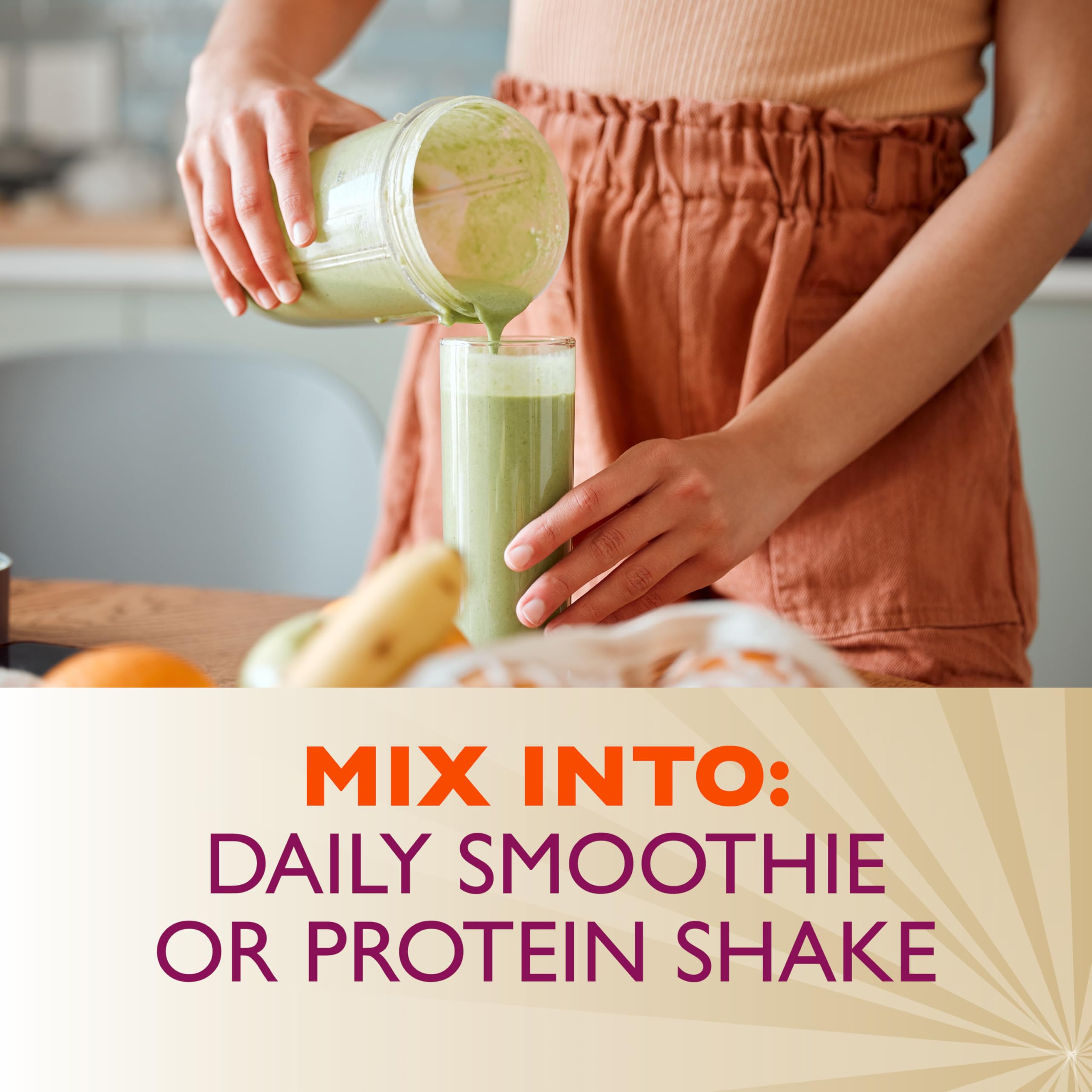 Metamucil Daily Psyllium Fiber Powder mixed in a glass of water