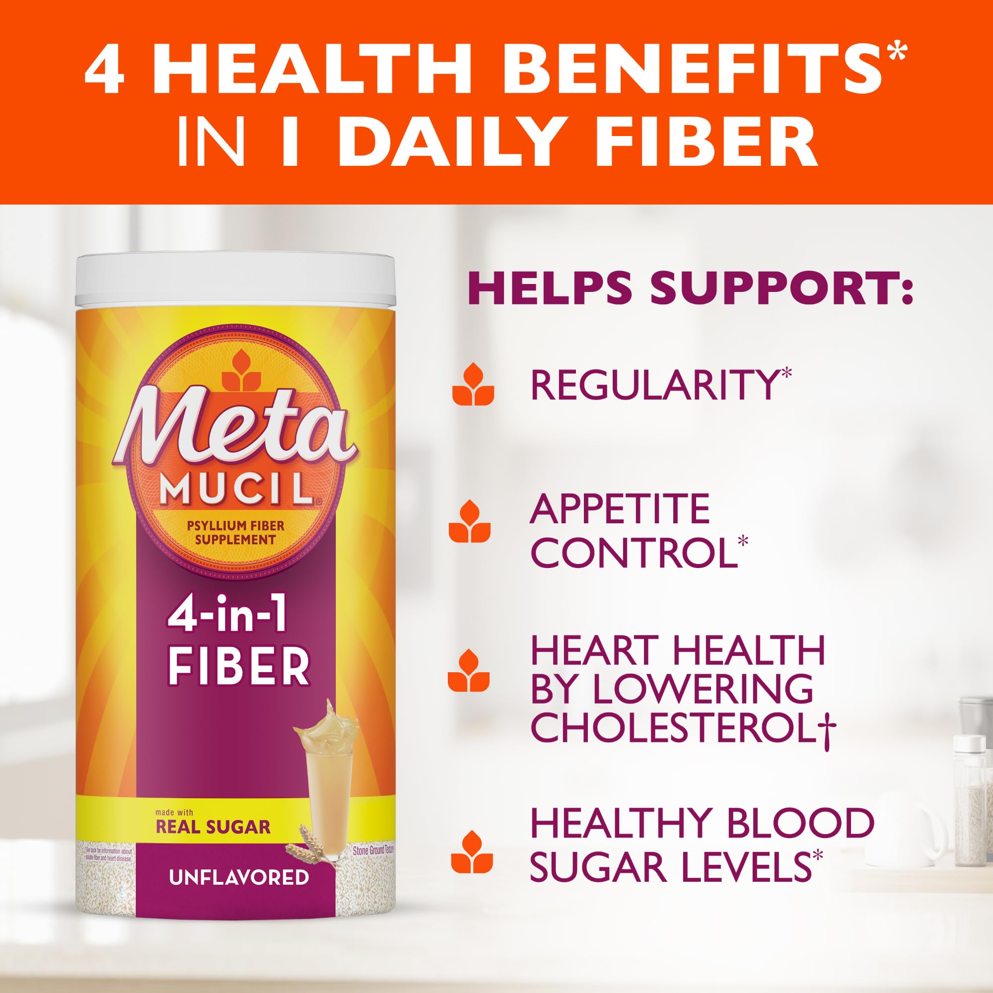 Metamucil Daily Psyllium Husk Powder 816g unflavoured coarse texture