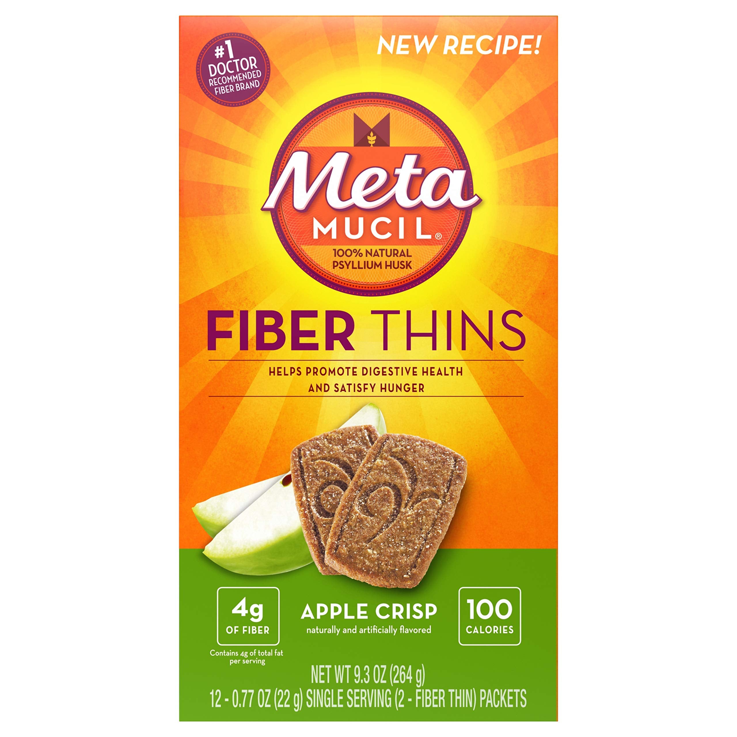 Metamucil Dietary Fibre Wafers 313g front view with packaging details