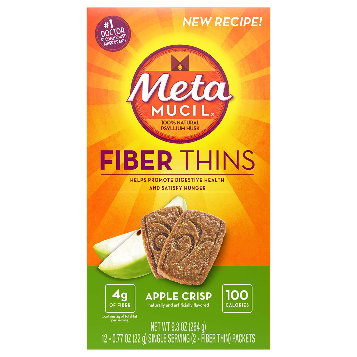Metamucil Dietary Fibre Wafers 313g front view with packaging details