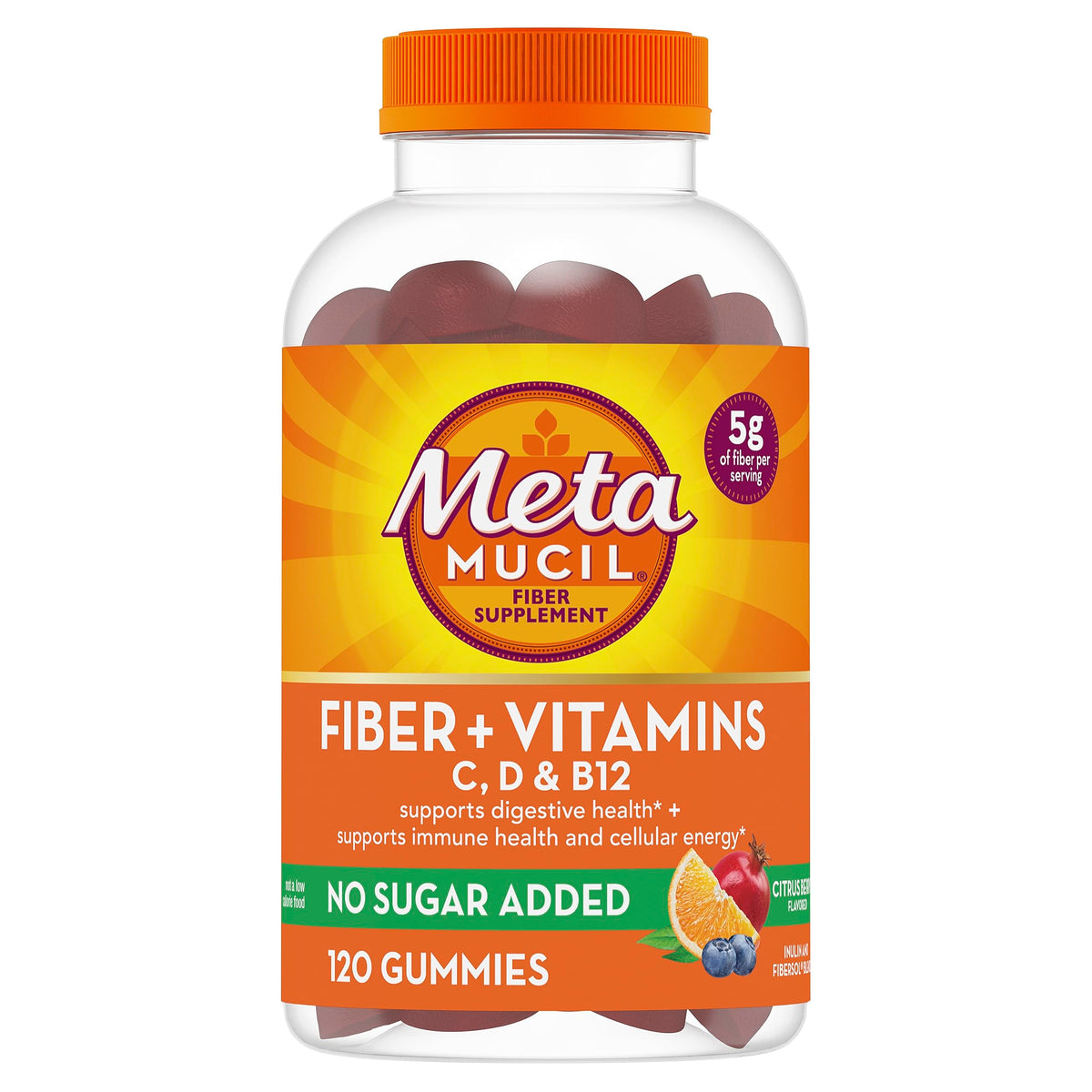 Metamucil Fiber + Vitamins Gummies Citrus Berry flavour front view