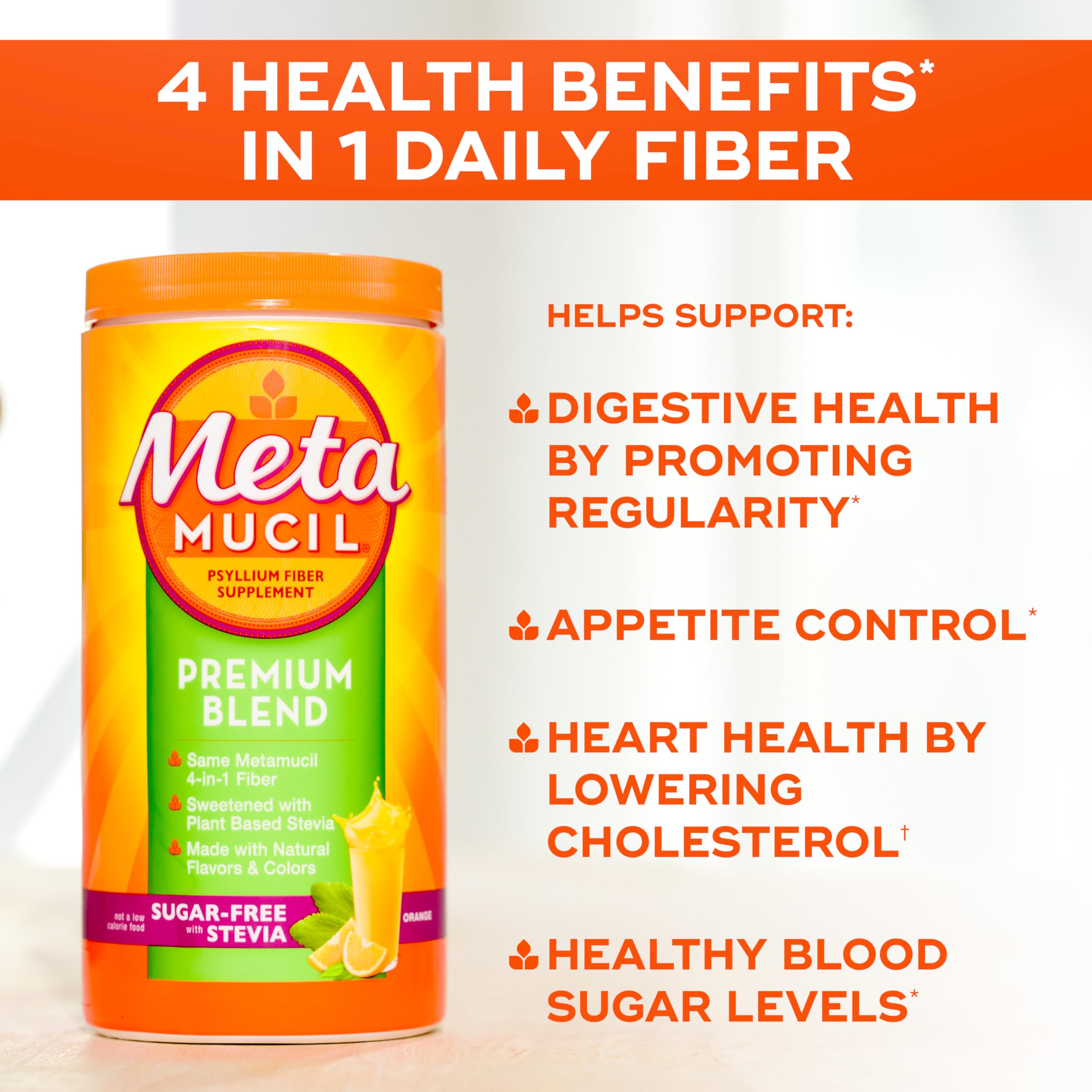 Metamucil Premium Blend Psyllium Fiber Powder 1050g packaging
