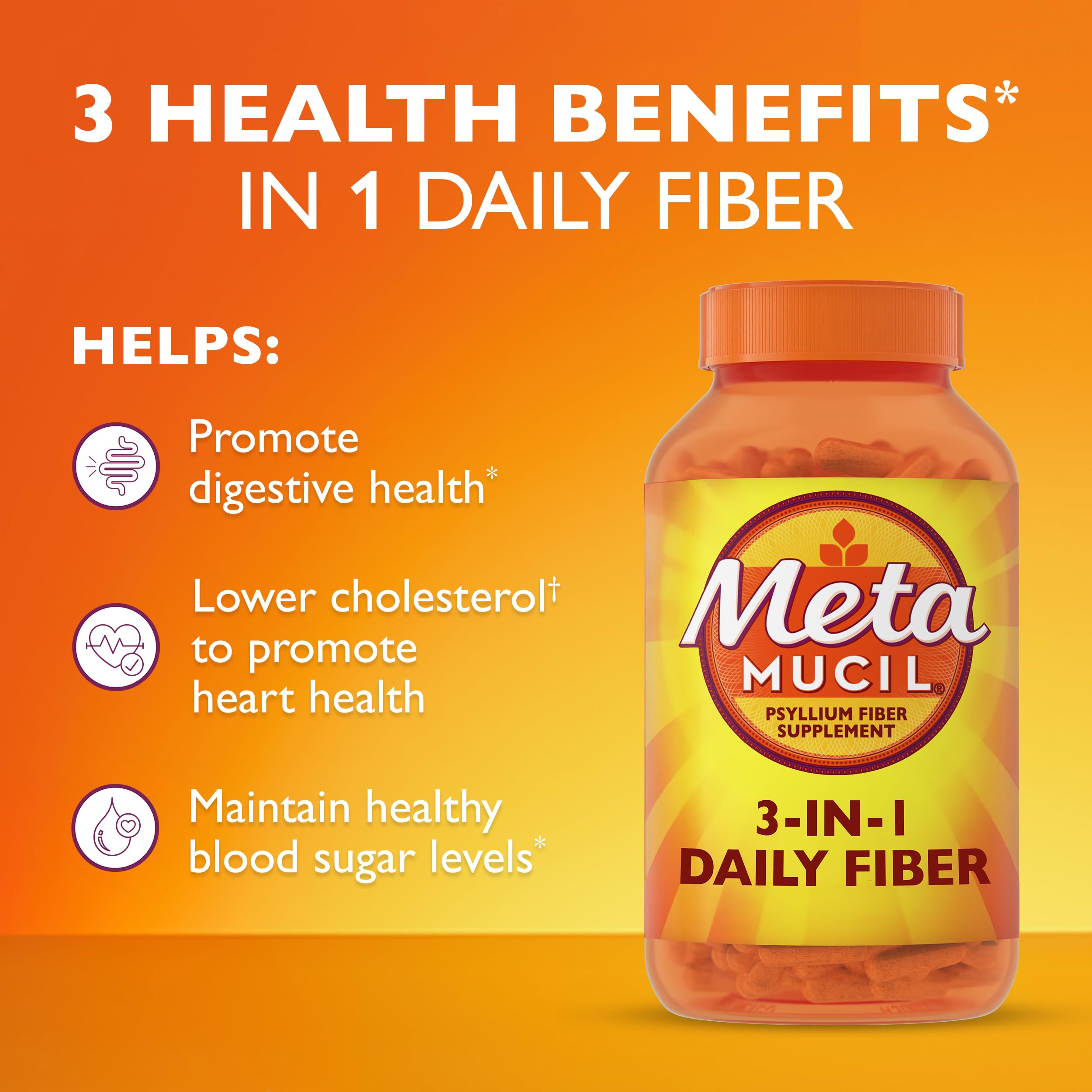 Metamucil Psyllium Husk Capsules 142g side view
