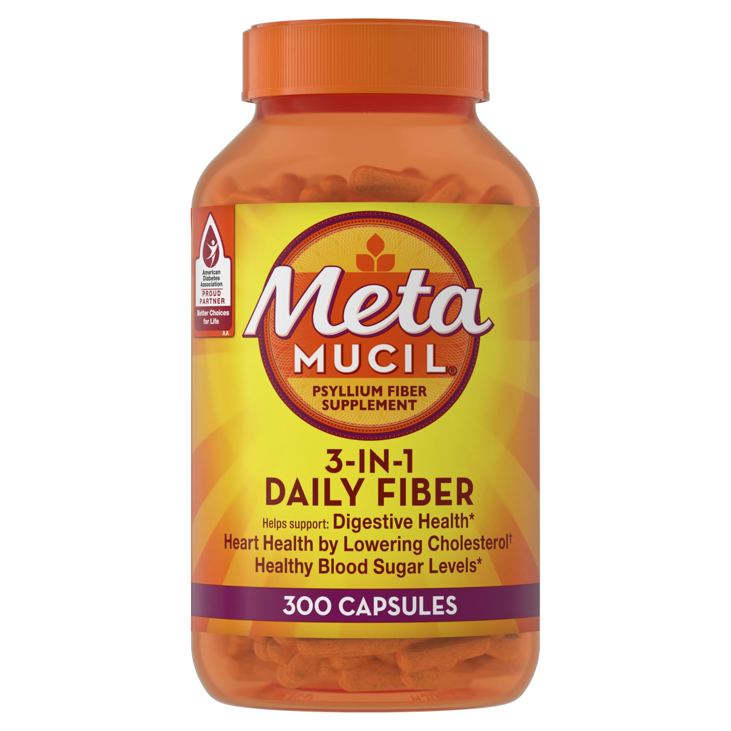 Metamucil Psyllium Husk Capsules opened bottle