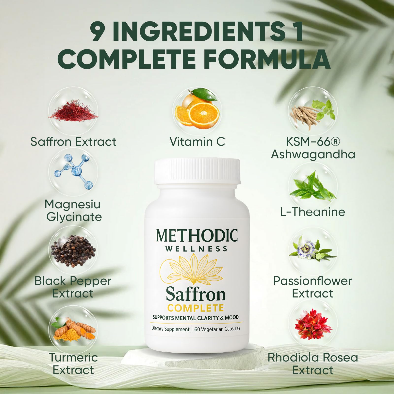 METHODIC WELLNESS Curcumin Capsules close-up of saffron extract
