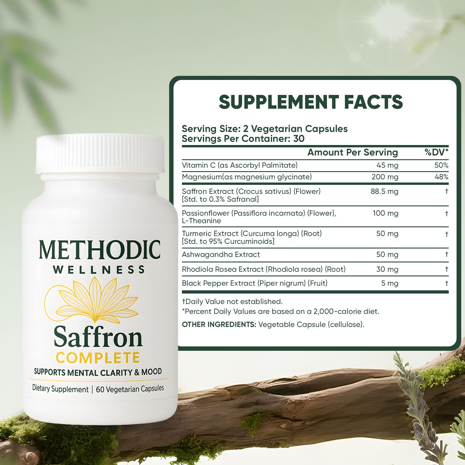 METHODIC WELLNESS Curcumin Capsules side view showing label