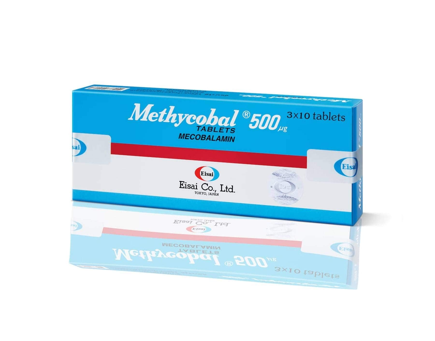 Methycobal 500 mcg tablets front view in packaging