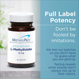 MethylPro B Complex + L-Methylfolate 10 mg bottle with a measuring spoon