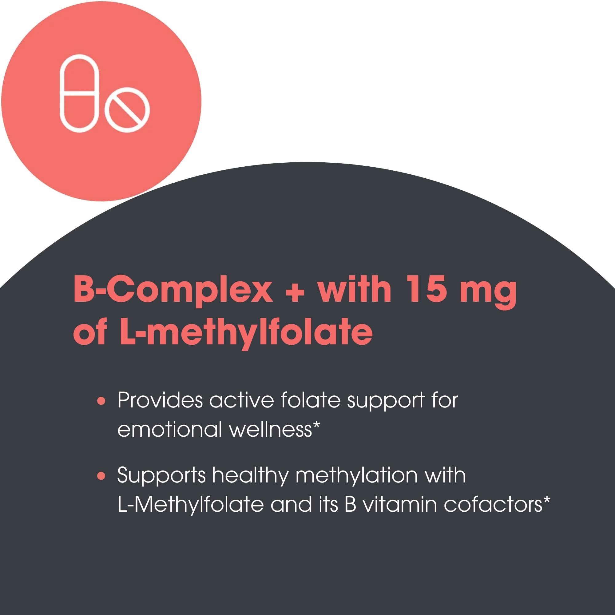 MethylPro B-Complex + L-Methylfolate 15mg capsules with a glass of water