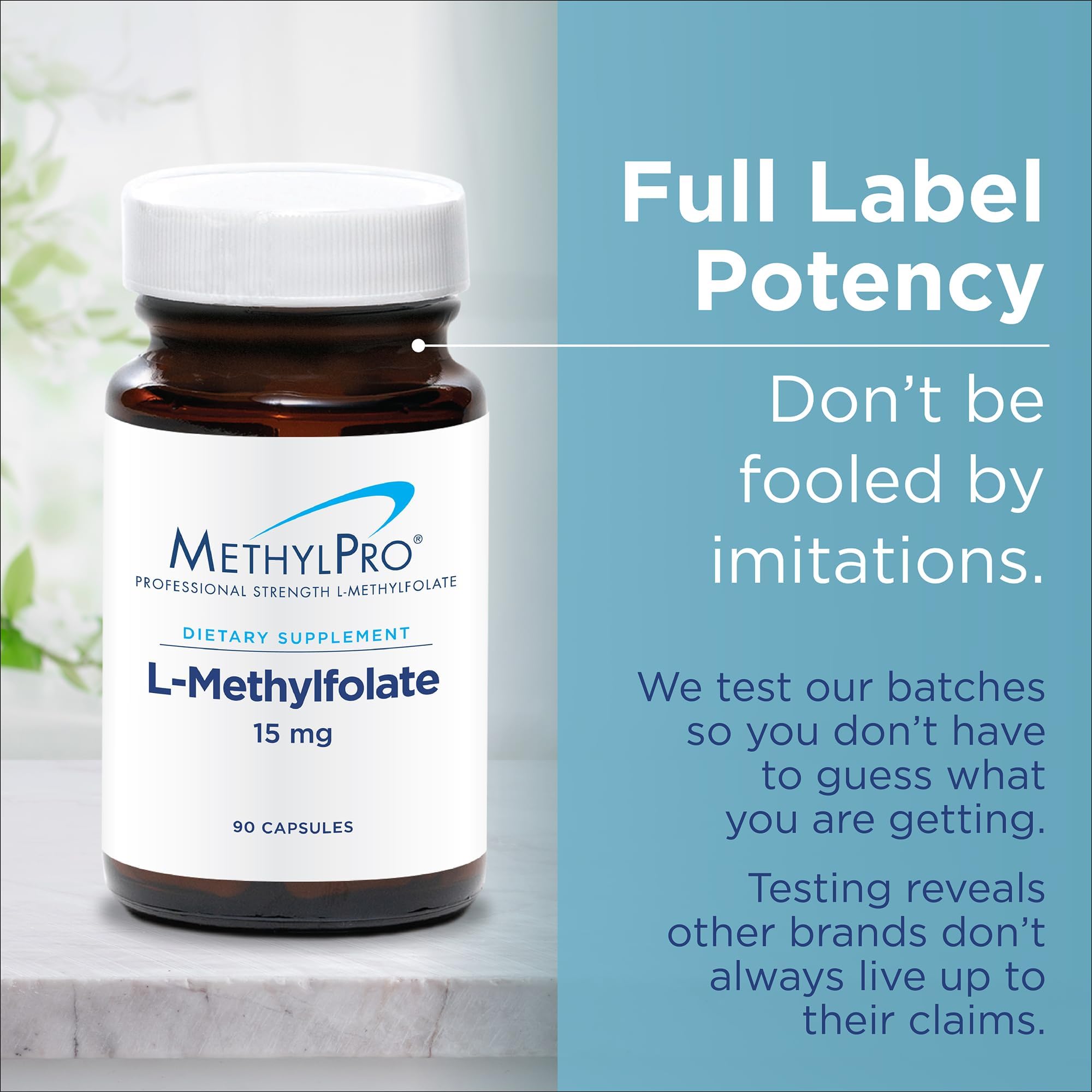 MethylPro L-Methylfolate 2.5mg supplement on a countertop