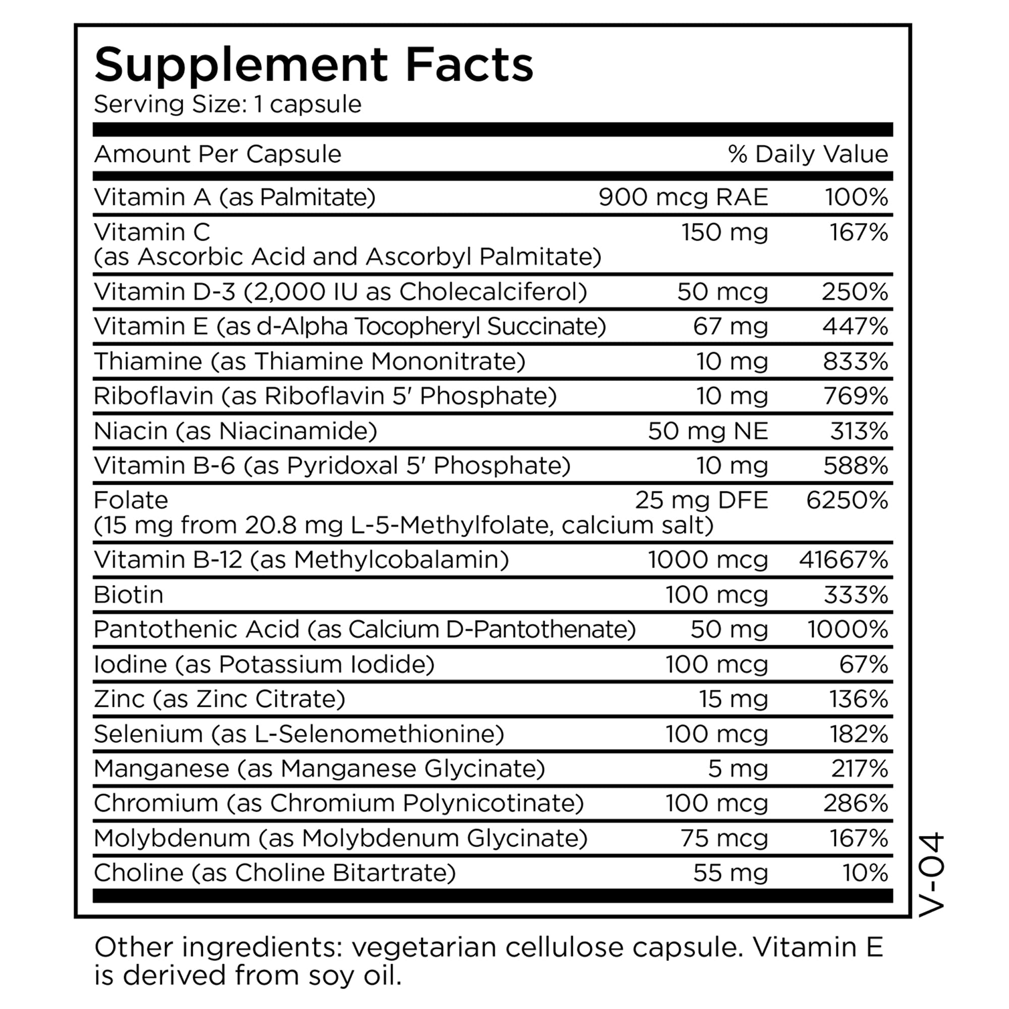 MethylPro Multivitamin + L-Methylfolate 15mg side view