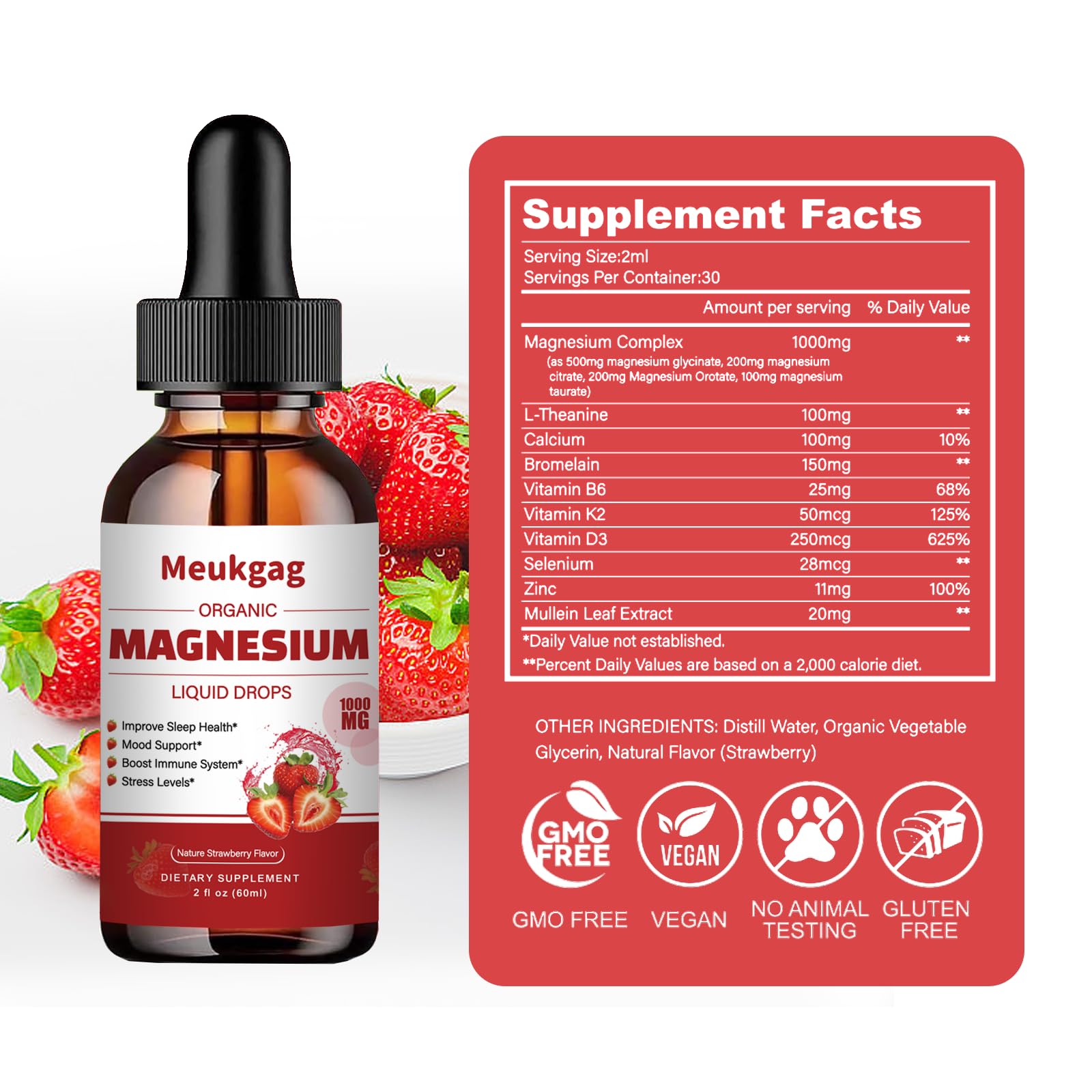 Meukgag Magnesium Complex Liquid Drops 1000mg with measuring dropper