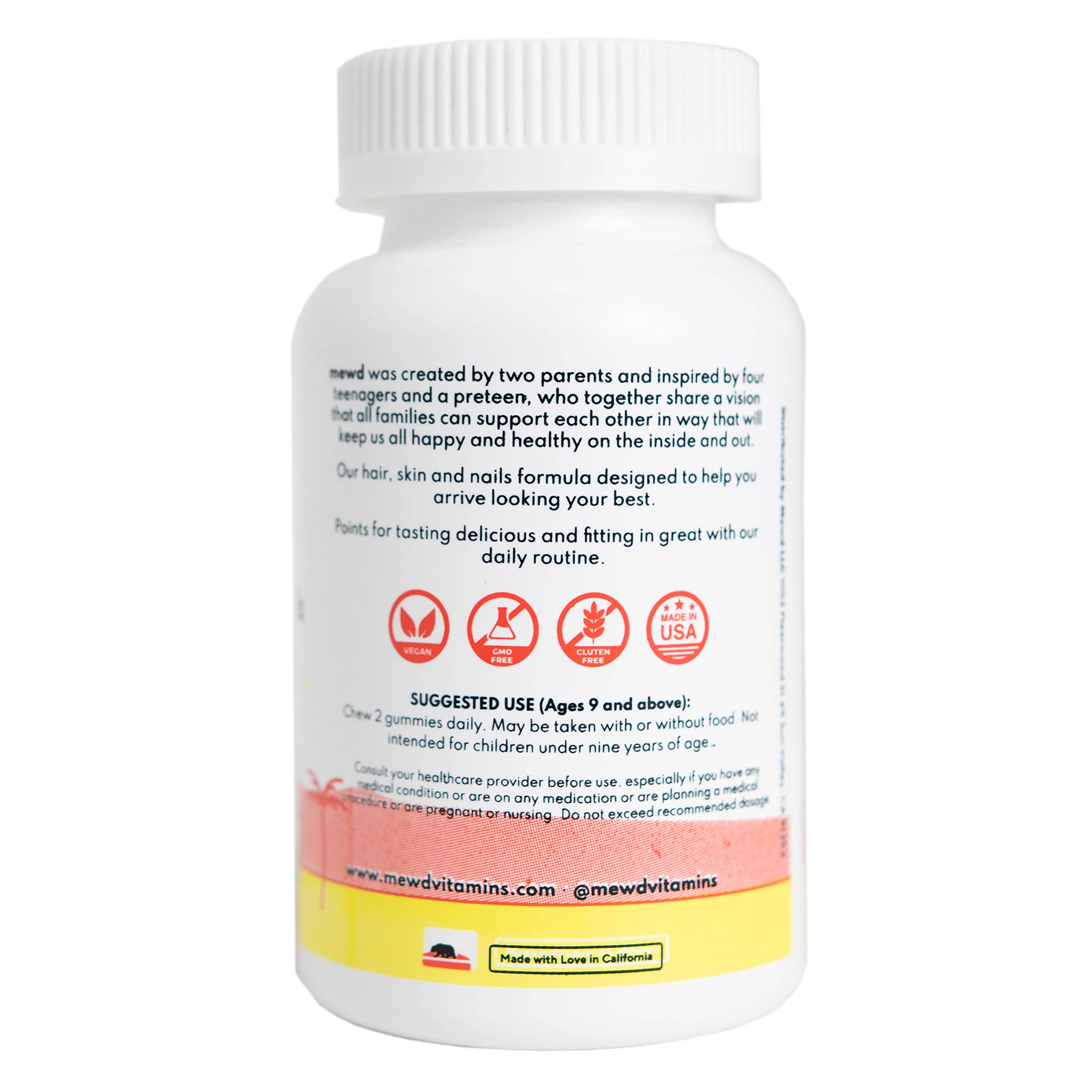 MEWD Multivitamin Gummies for Kids with a measuring spoon for serving size