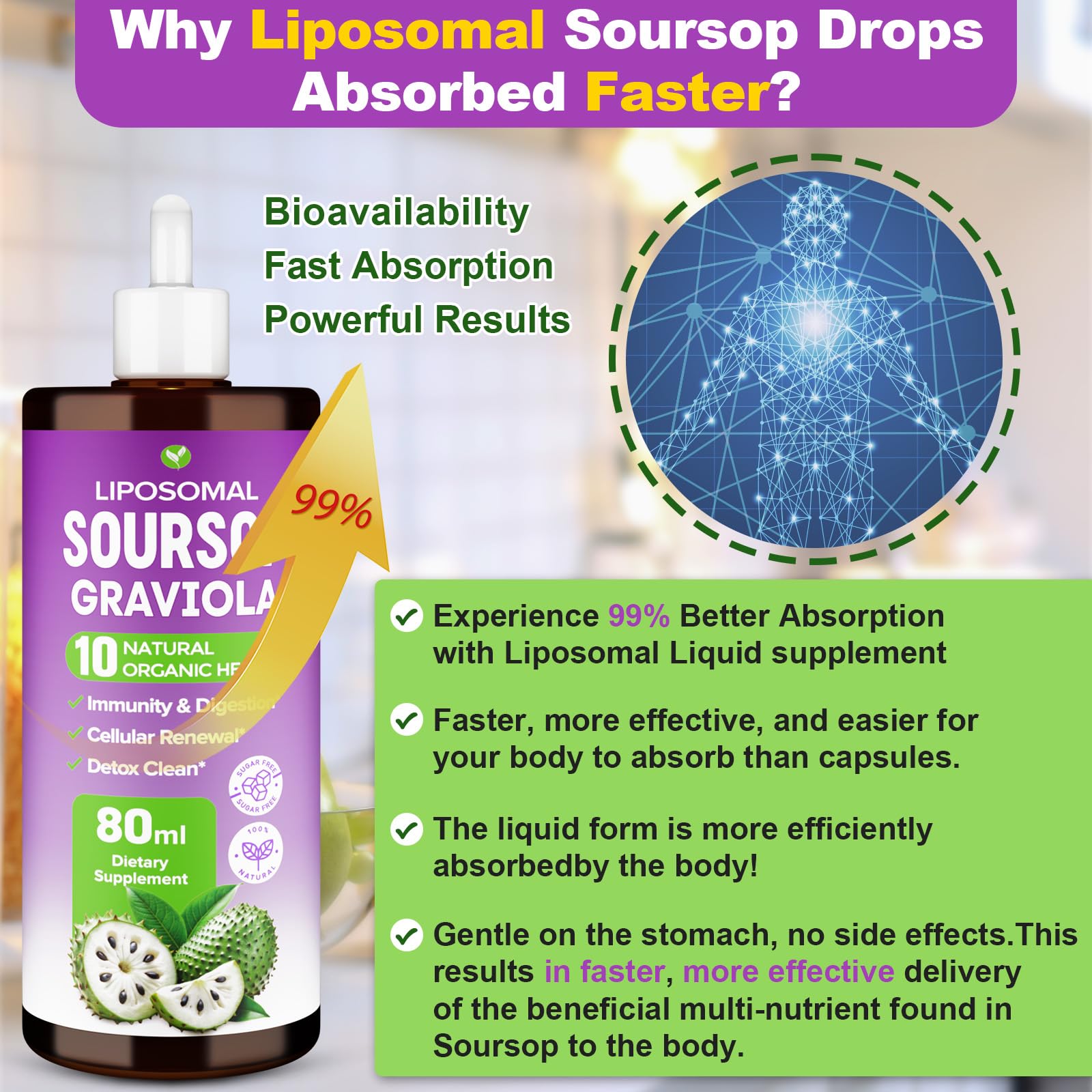Mezqai Soursop Bitters Liquid alongside other herbal supplements