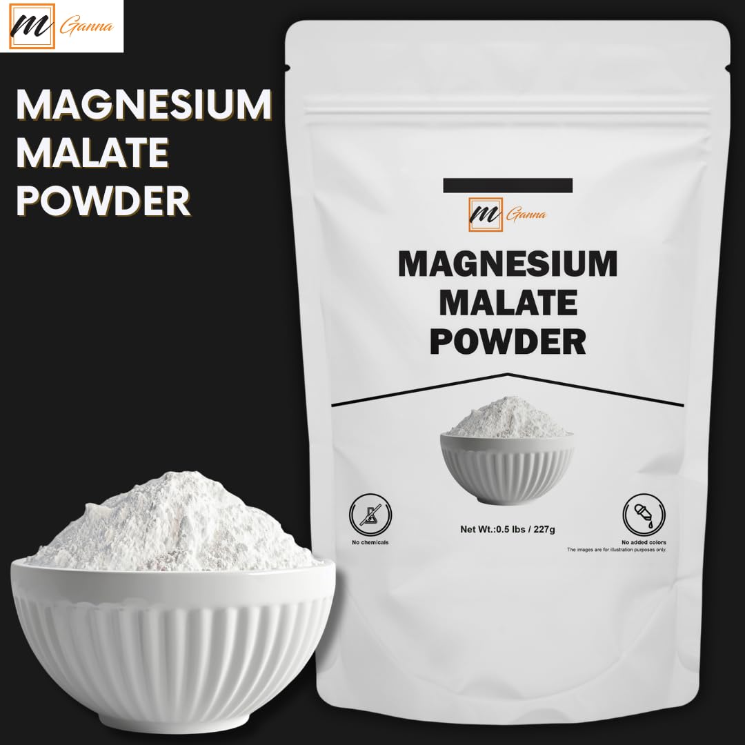 mGanna Magnesium Malate Powder 109g side view showing packaging details